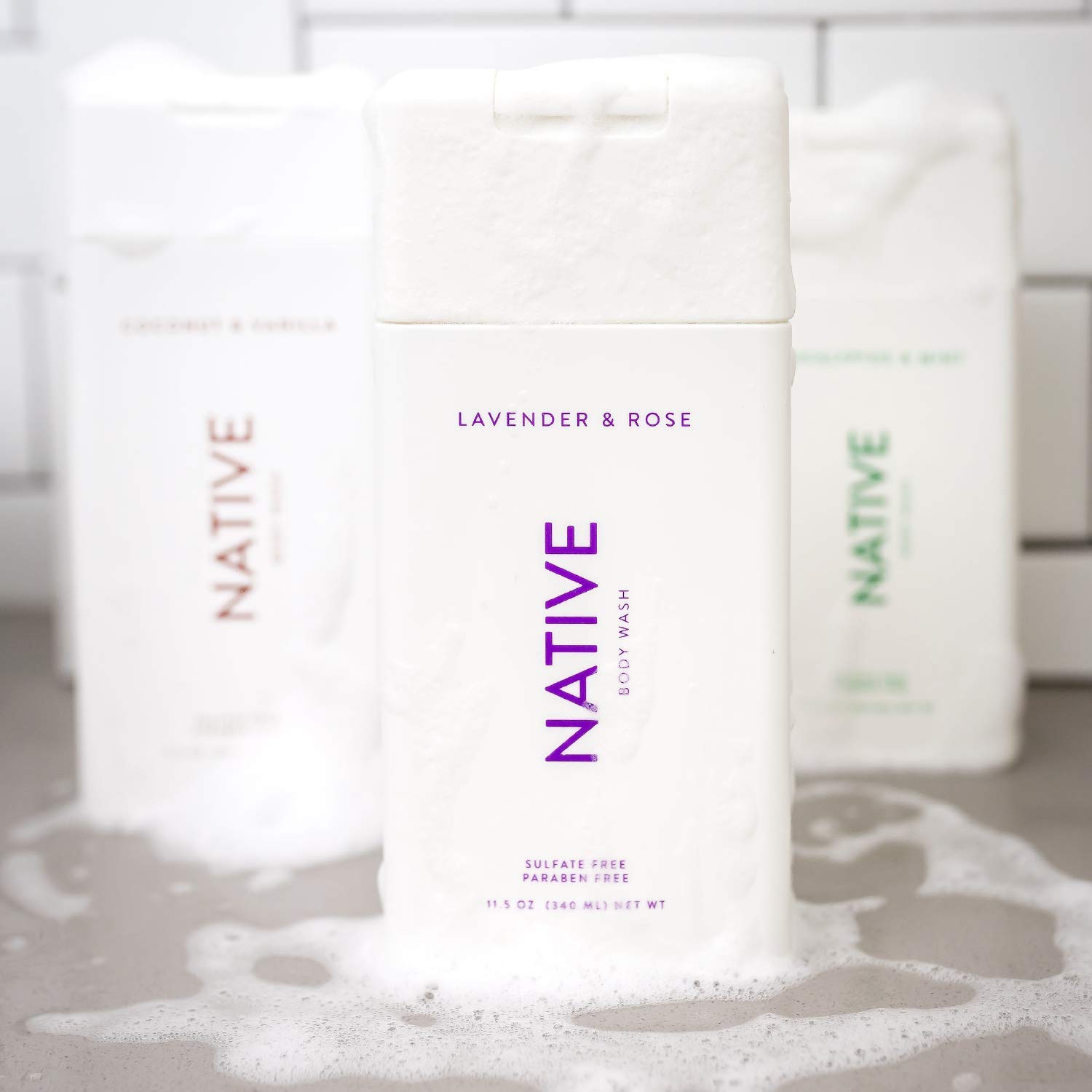 Native Body Wash 3 Pack - Natural & Organic Body Wash for Women & Men - SLS & Paraben Free - Cucumber Mint, Coconut Vanilla, Lavender Rose Scents - Perfect for Daily Shower, Spa Day & Gift Sets