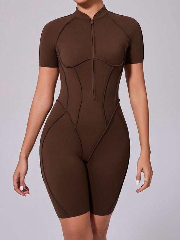 ZASUWA Women's Sexy Backless Zipper Scrunch Bum Jumpsuit - Stretchy Bodycon Romper for Clubwear, Night Out & Date Night
