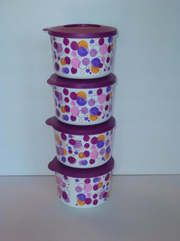 Tupperware Portable Party Poppin Sides Bowls & Seals Set - 4 Pack 2-Cup Food Storage Containers with Lids | Perfect for Meal Prep, Picnics, and Leftovers
