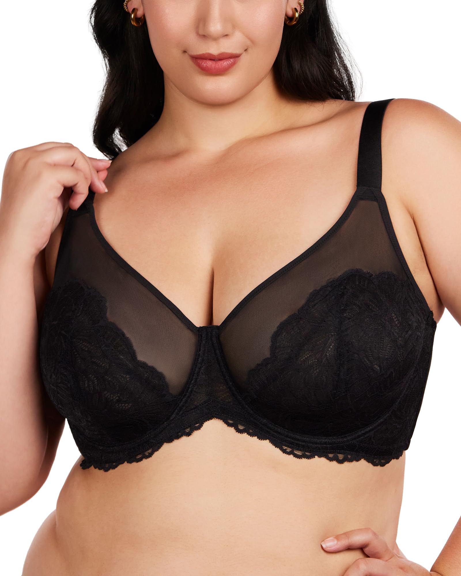 HSIA Minimizer Bras for Women - Full Coverage Lace Underwire Bra for Heavy Breasts, Unlined Comfort Support, Plus Size Bra for Everyday Wear & Special Occasions