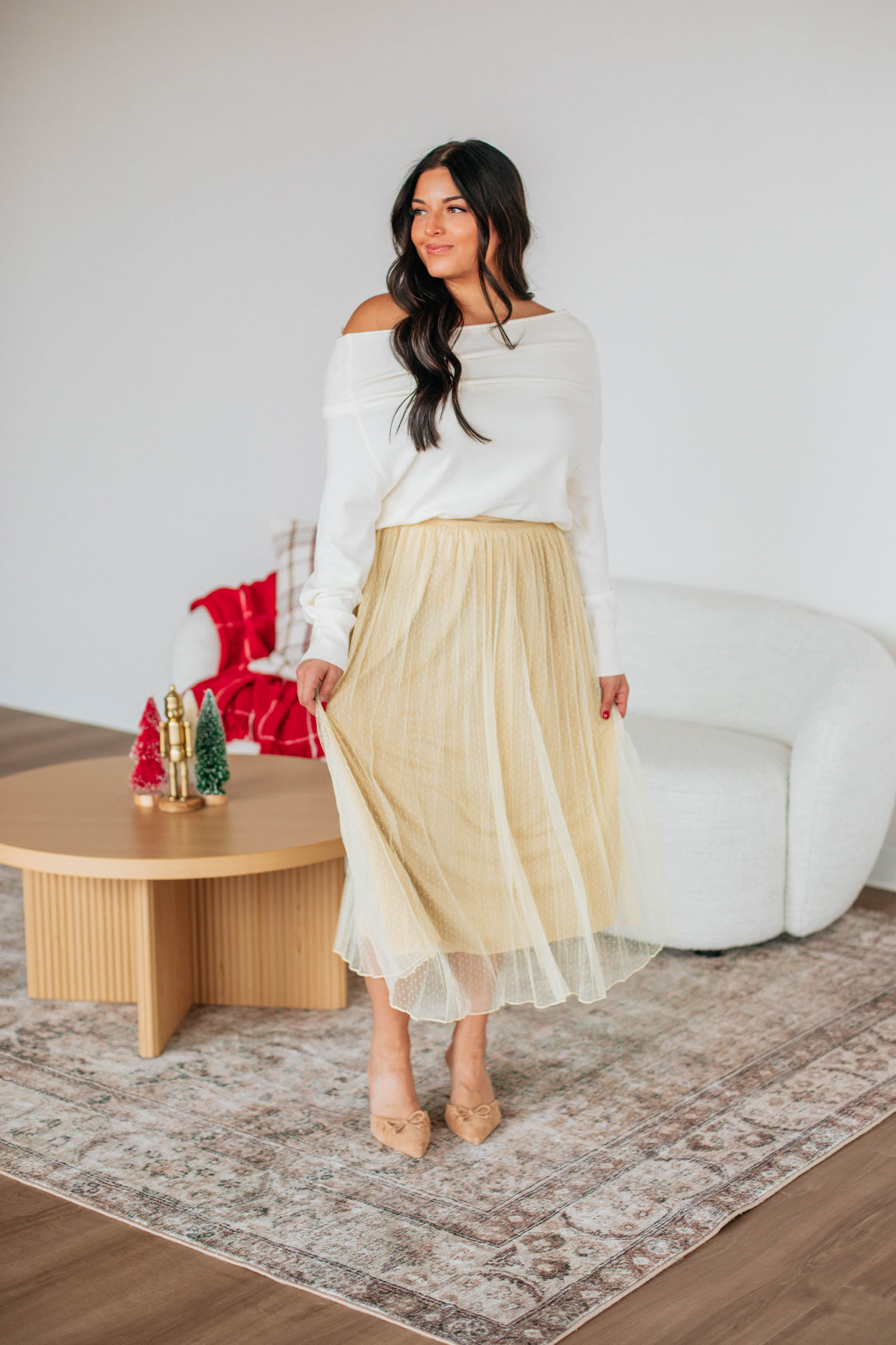 Holidazzle Midi Skirt for Women - Flowy A-Line Pleated Skirt with Pockets, Perfect for Office, Party & Date Night Outfits | Available in S-XXL
