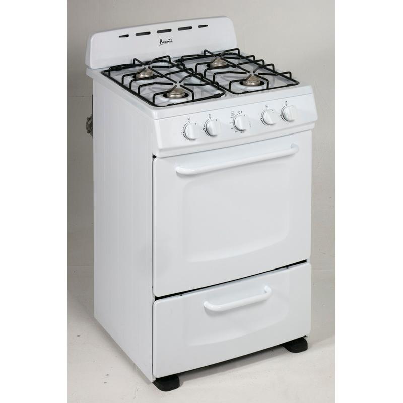 Avanti 24 Inch Freestanding Gas Range - 4 Burner Stainless Steel Stove with Oven - Perfect for Home Kitchen Cooking & Baking (Model GRO24P0W)