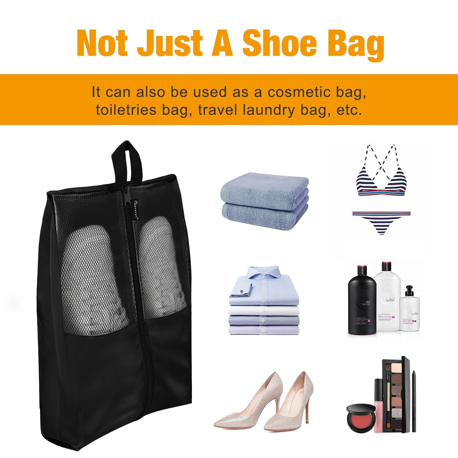 **5-Pack XX-Large Shoe Bags for Travel - Translucent Shoe Organizer with Sturdy Zipper for Men & Women (Black) - Perfect for Packing Shoes, Gym Bags & Suitcases**