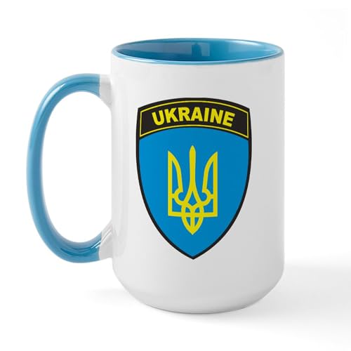 White/Blue Inside - Ukraine Shield Large Mug