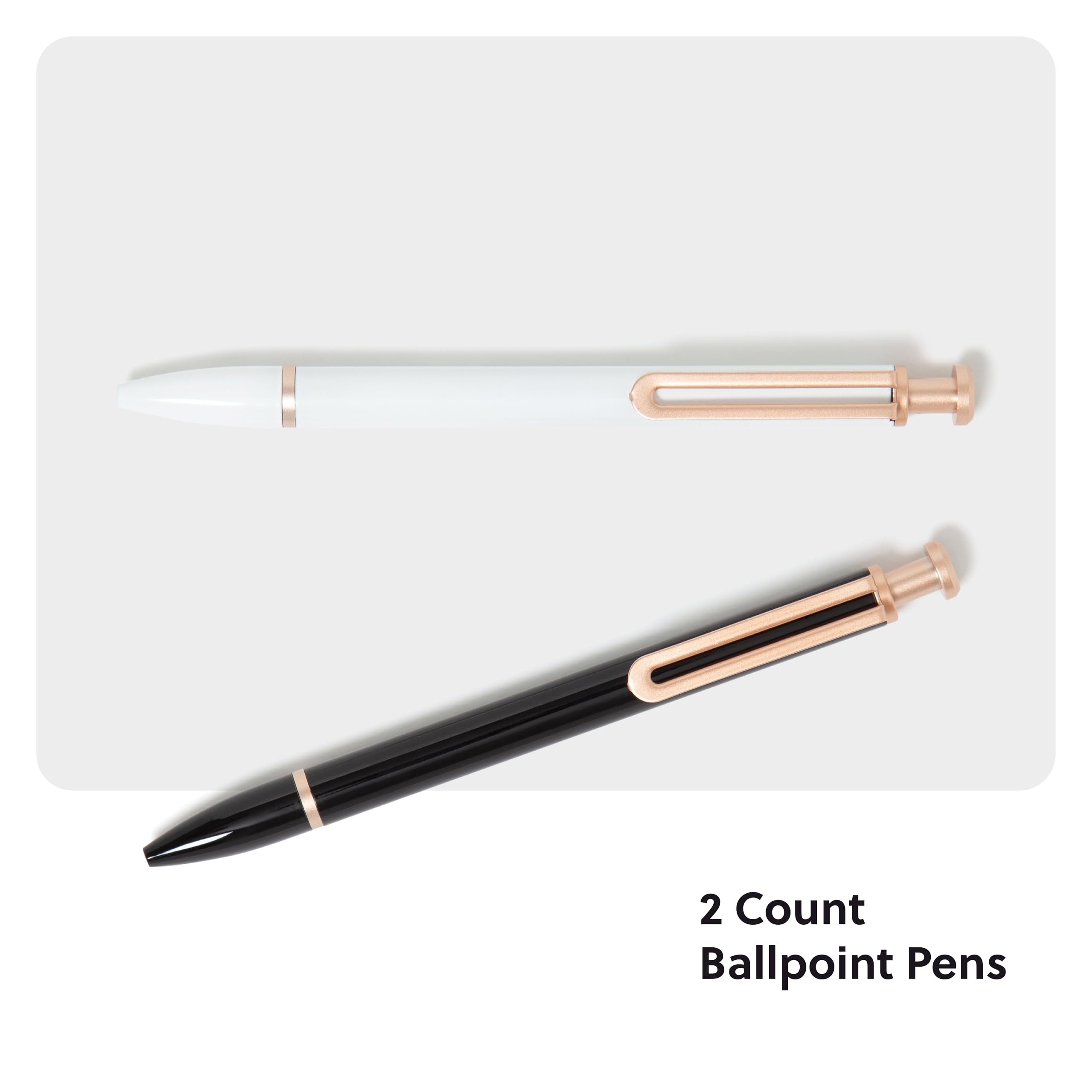 U Brands Monterey Ballpoint Pens - Set of 2 (Black & White with Gold Accents) - 1.0mm Bold Point Black Ink - Premium Writing Pens for Office, School & Gift Giving