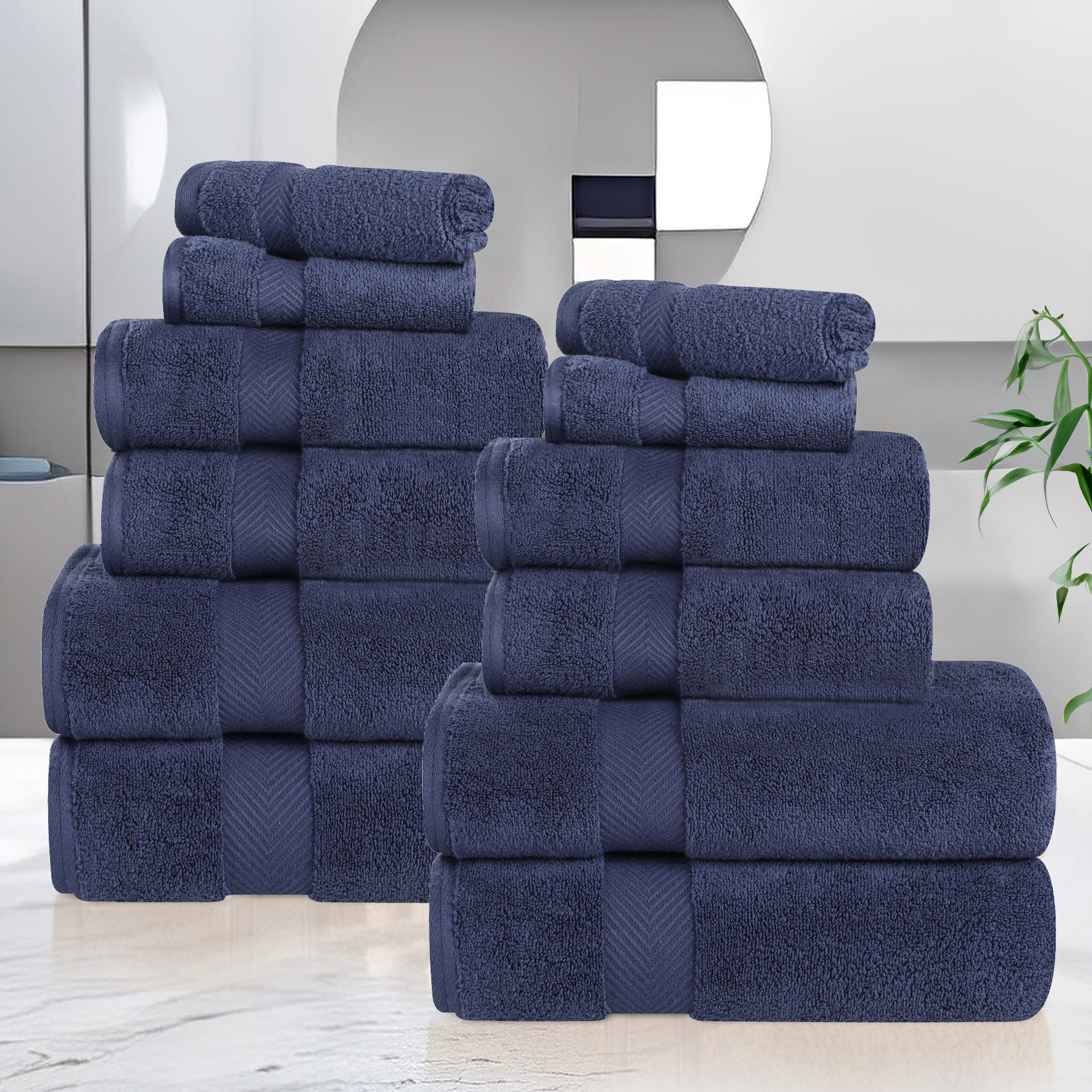 Premium Zero Twist Cotton Towels - Ultra Soft & Highly Absorbent 12-Piece Bath Towel Set for Spa, Gym & Luxury Home Use