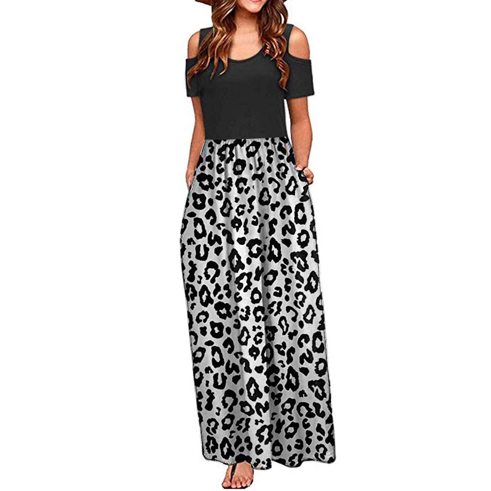 Plus Size Women's Bohemian Floral Vintage Maxi Dress - Off Shoulder Short Sleeve Casual Long Dress with Pockets | Perfect for Beach Vacations, Summer Outings & Boho Chic Fashion