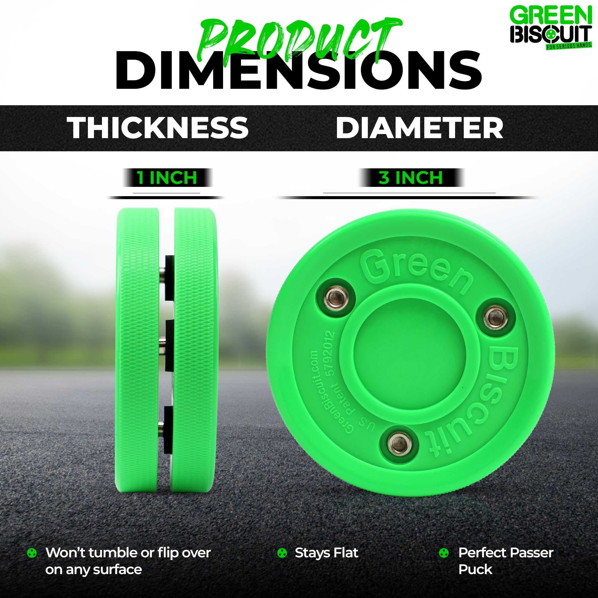 Green Biscuit Bucket 15-Pack Original Street Hockey Pucks - Improve Stickhandling & Passing Skills - Official NHL-Style Training Pucks with Free GB Sticker - Perfect for Outdoor Hockey Practice & Backyard Drills