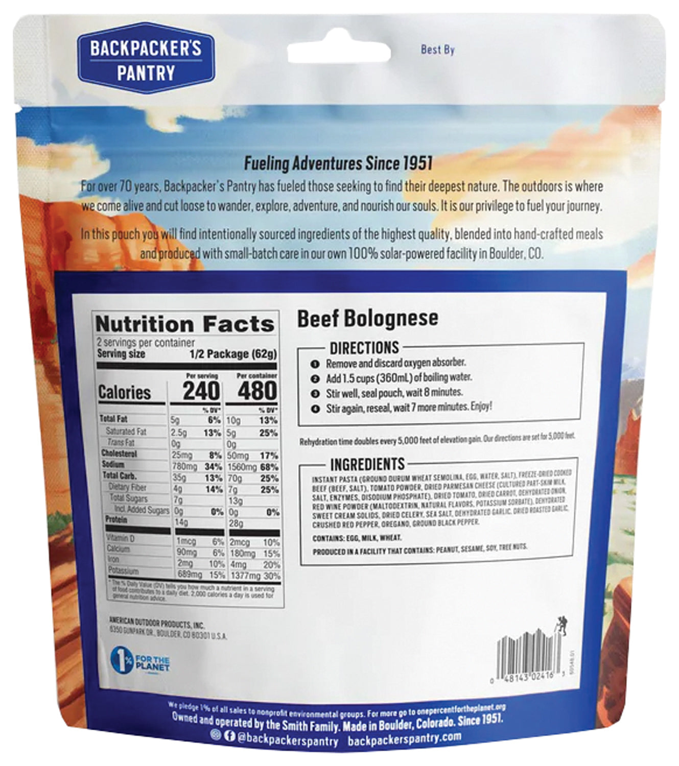 Backpackers Pantry Beef Bolognese - Freeze Dried Backpacking Meal | High Protein Camping Food for Hiking, Backpacking & Emergency Preparedness | Lightweight & Easy to Prepare Outdoor Adventure Meal