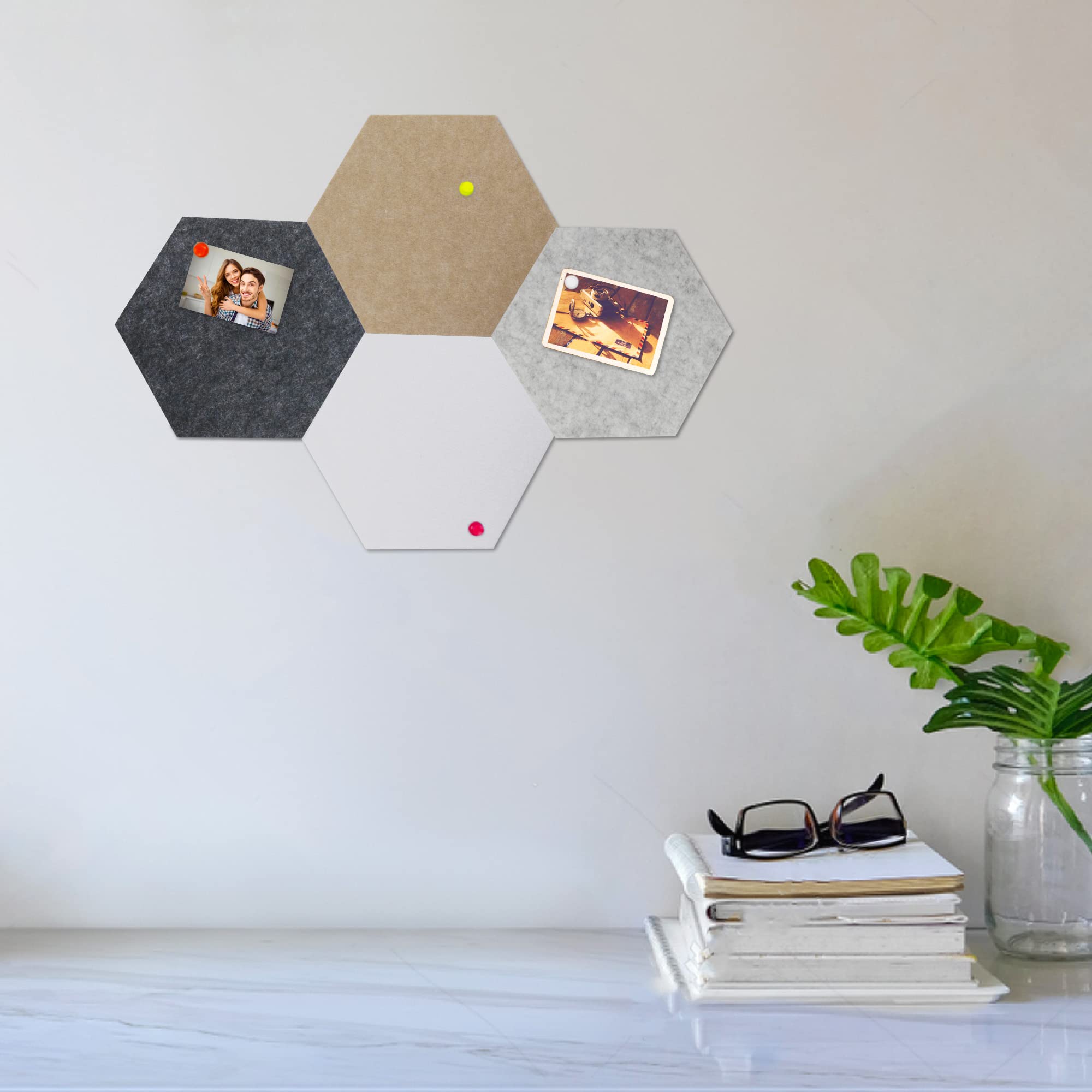5Pcs Hexagon Felt Bulletin Board Tiles 10