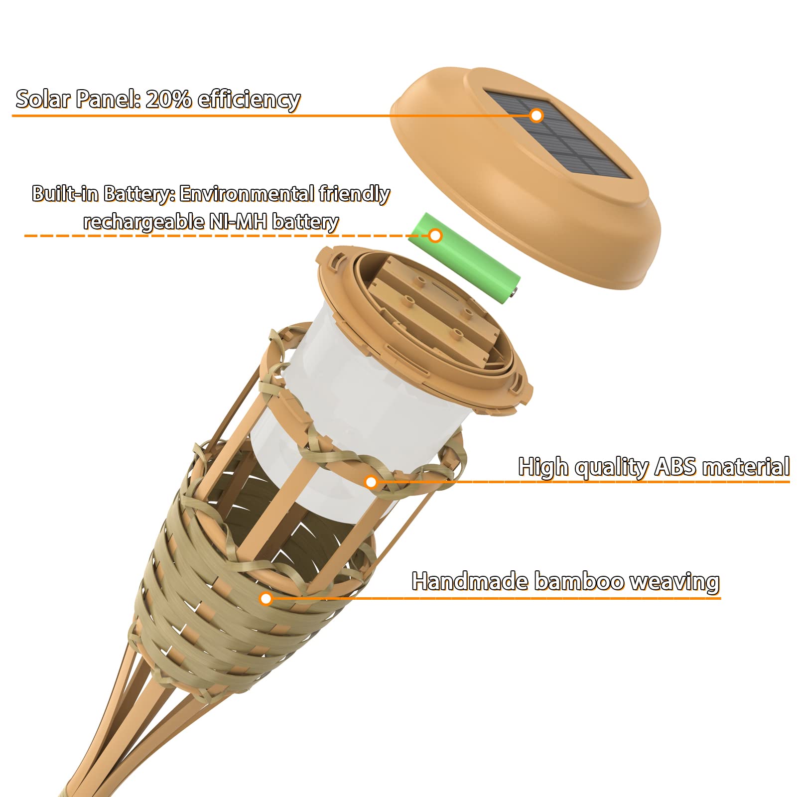 4-Pack Solar Torch Lights Outdoor Waterproof - Flickering Flame Solar Garden Lights for Patio, Yard, Pathway & Landscape Decoration