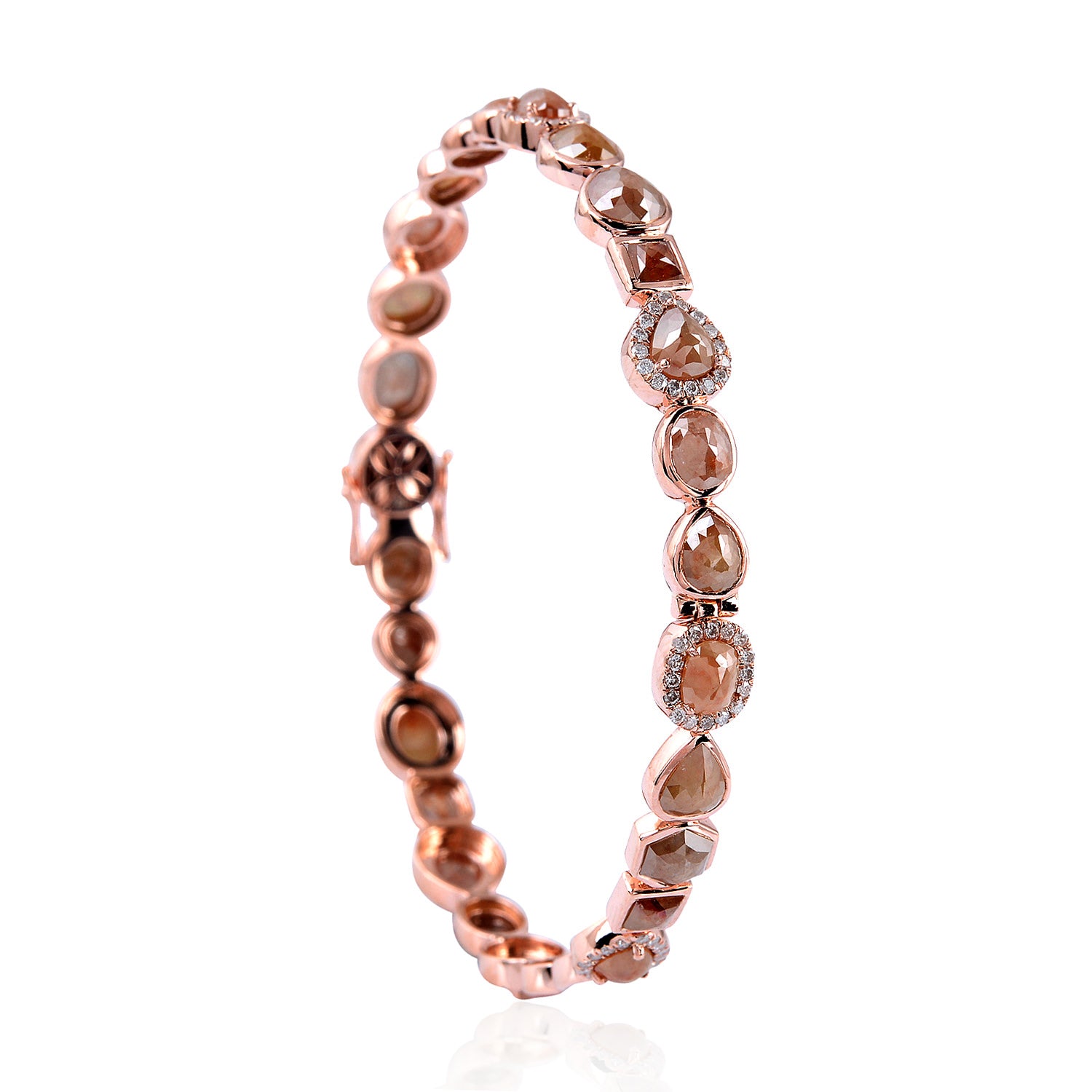 18K Rose Gold Bezel Set Ice Diamond Wedding Bangle - Elegant Fine Jewelry Gift for Brides, Anniversaries & Special Occasions