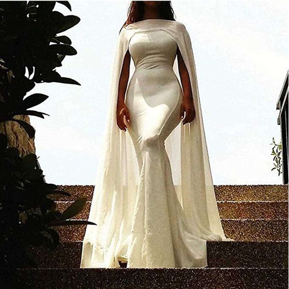 Emmani Women's Long Evening Dresses - Elegant Mermaid Prom Gown with Detachable Cape for Formal Occasions, Weddings & Black Tie Events