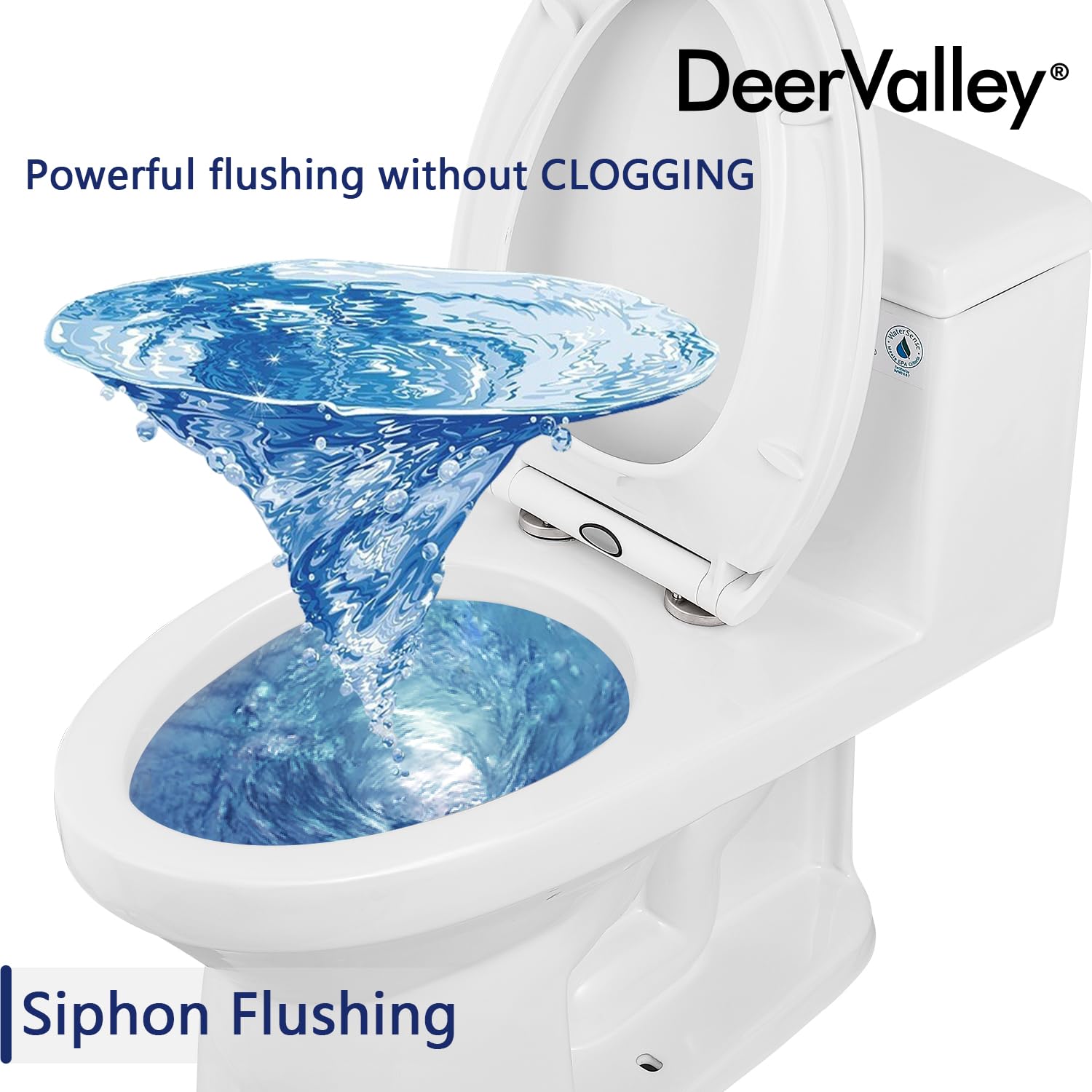 DeerValley Concord One Piece Toilet - Modern Comfort Height Elongated Design with Soft Closing Seat, 1.28 GPF Water Saving (Model DV-1F52627) - Perfect for Small Bathrooms, Guest Baths & Modern Home Renovations