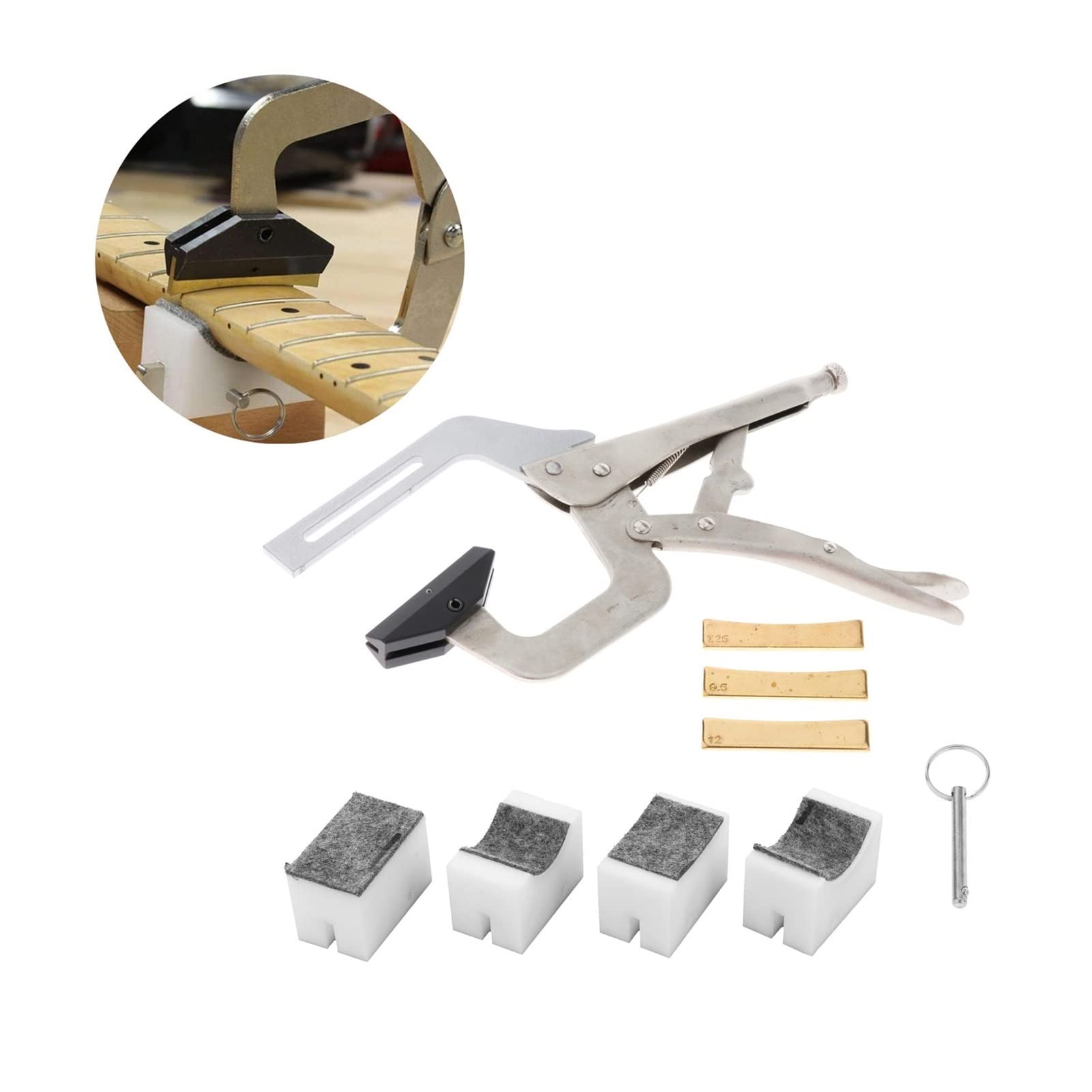 **Professional Luthier Tools Set - 3Pcs Guitar Bass Fingerboard Fret Press Insert Tool with 4Pcs Cauls for Precision Fretwork | Ideal for Guitar Repair, Maintenance & DIY Instrument Building**