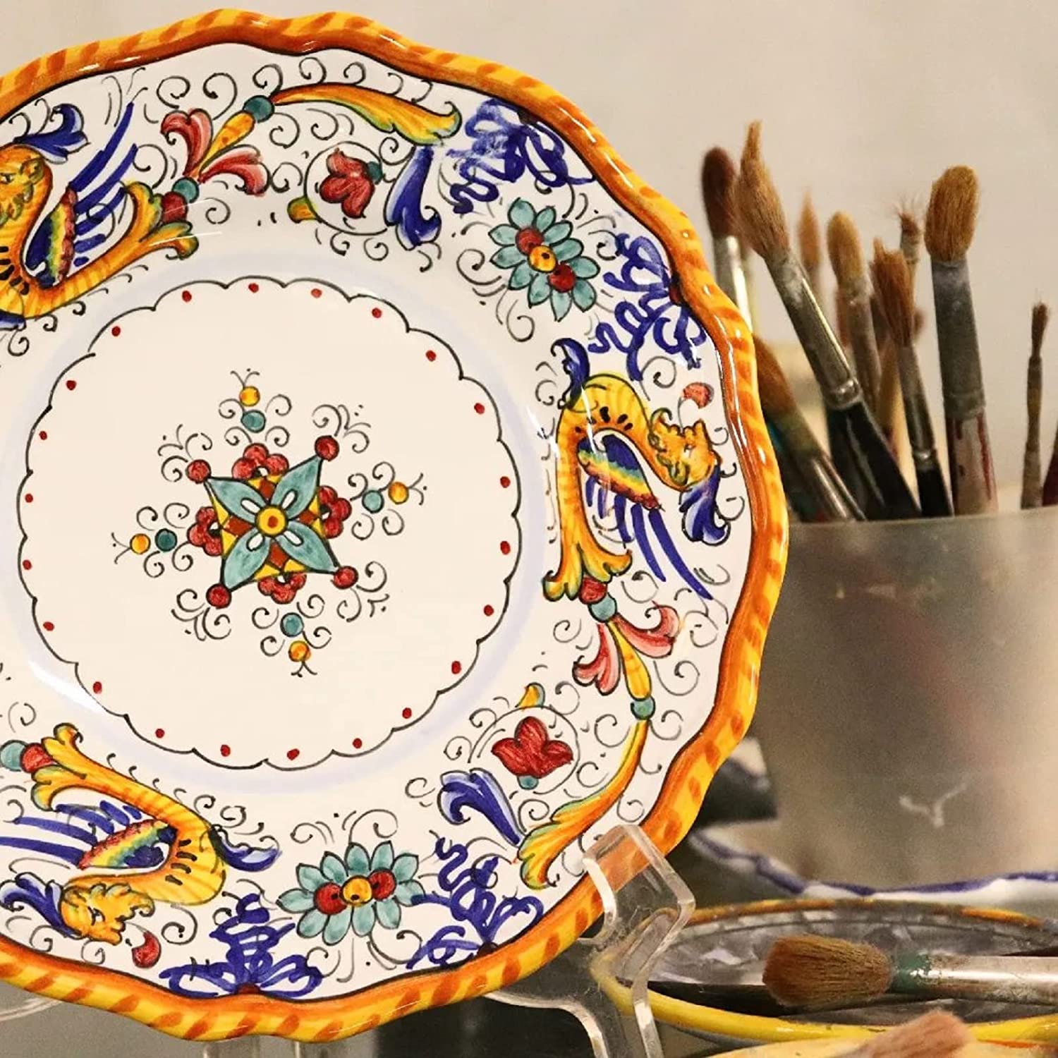 Handcrafted Raffaellesco Deruta Table Set | Authentic Italian Ceramics Hand-Painted in Deruta Italy | Elegant Dinnerware for Fine Dining & Home Decor