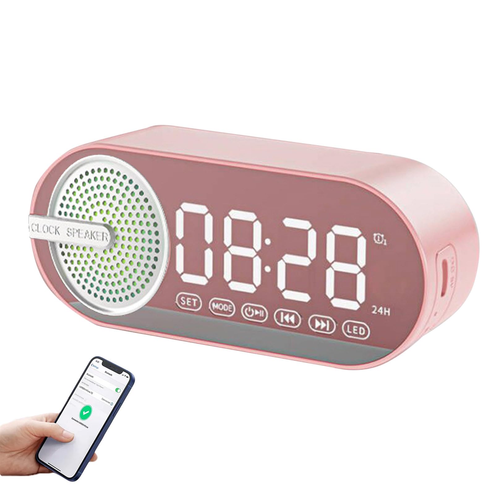 Vintage Wireless Alarm Clock with Speaker - Portable Travel Alarm Clock for Home, Office & Outdoor Use - Perfect for Camping, Travel & Bedroom Decor