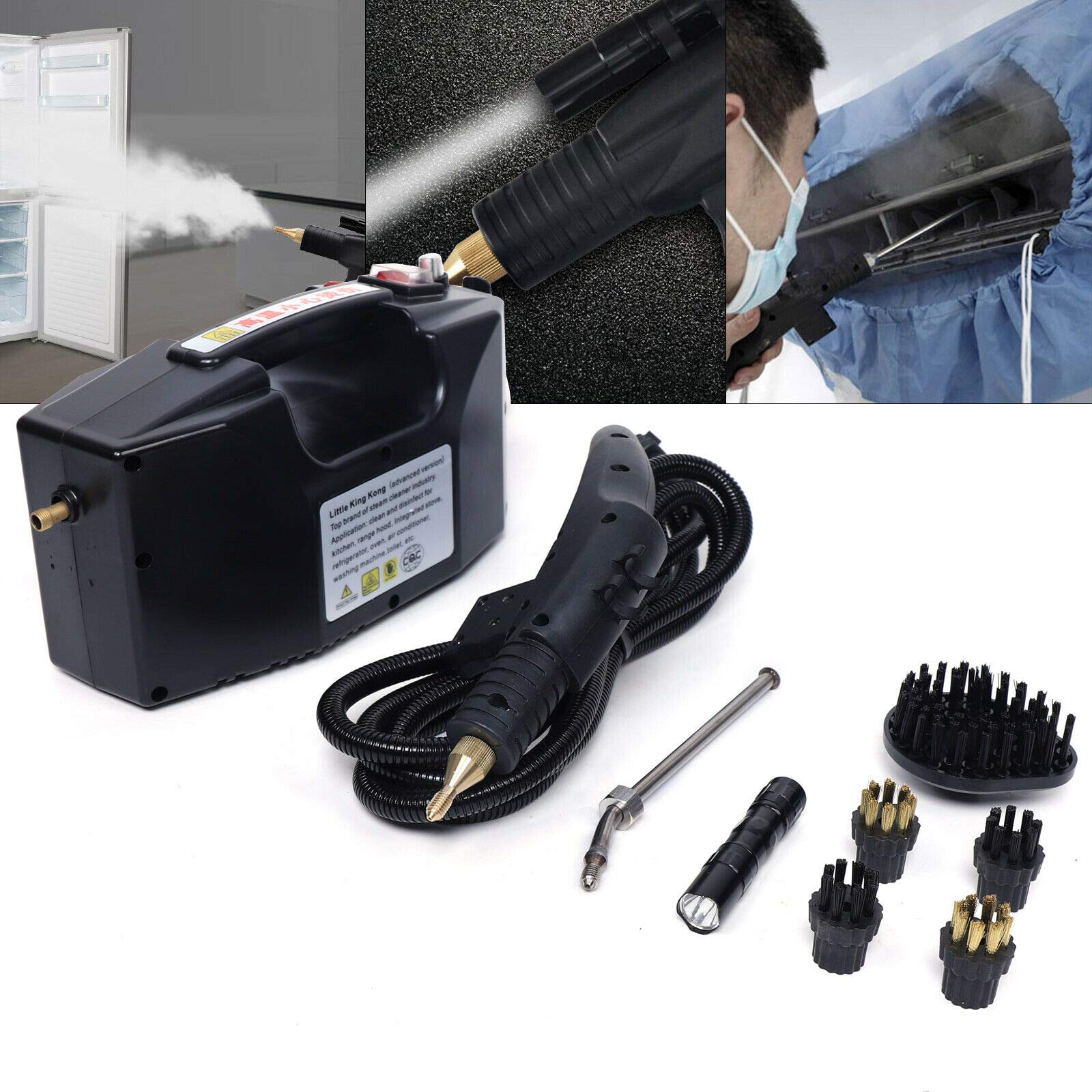 1600W 110V High-Pressure Steam Cleaner - Handheld Portable Steam Cleaning Machine for Floors, Counters, Windows, Cars - Multi-Purpose Steam Tool with High Temperature for Deep Cleaning - Perfect for Home, Kitchen, Garage & Auto Detailing (Black)