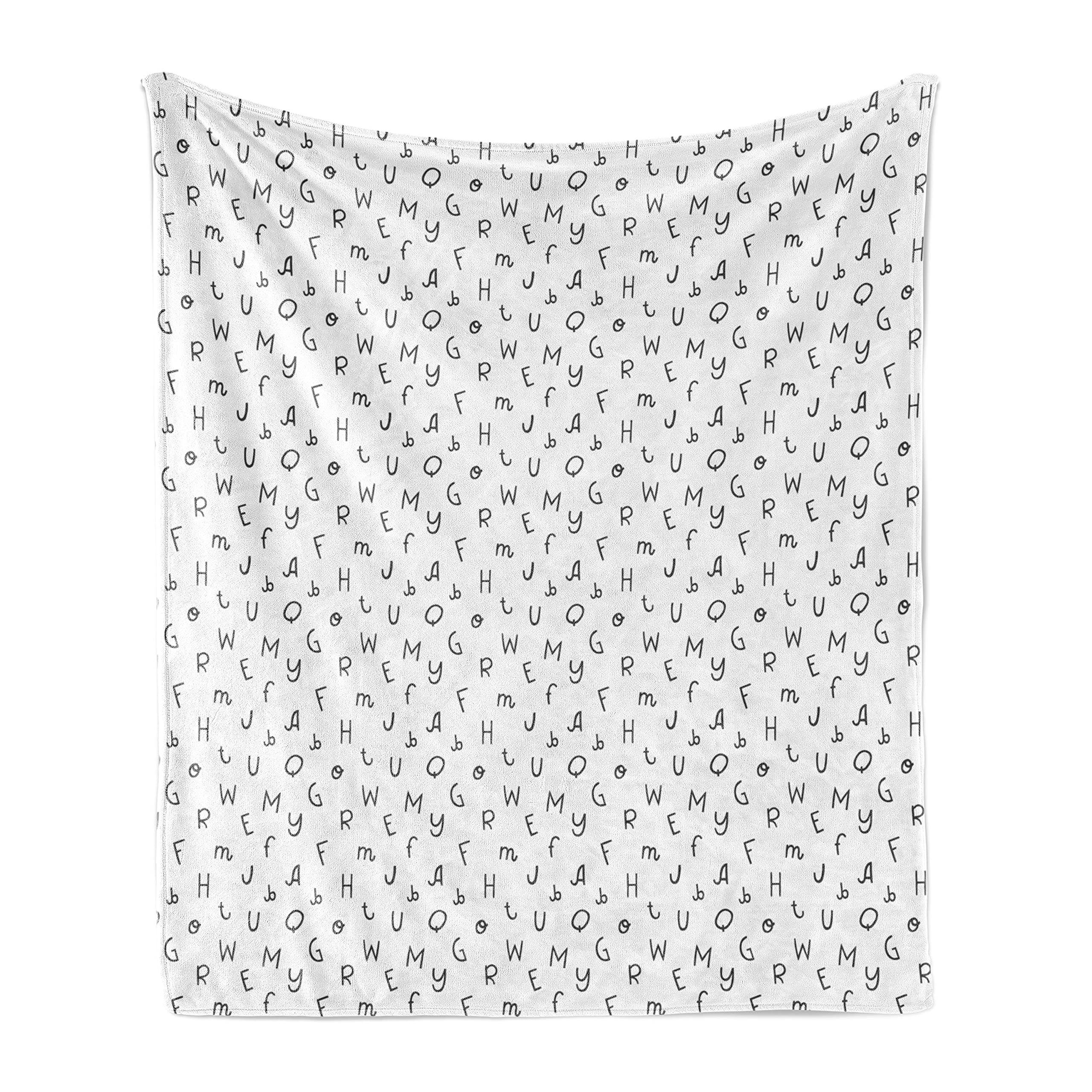 Ambesonne Alphabet Throw Blanket - Soft Flannel Fleece Accent Blanket with Minimalist Letter Pattern, 50
