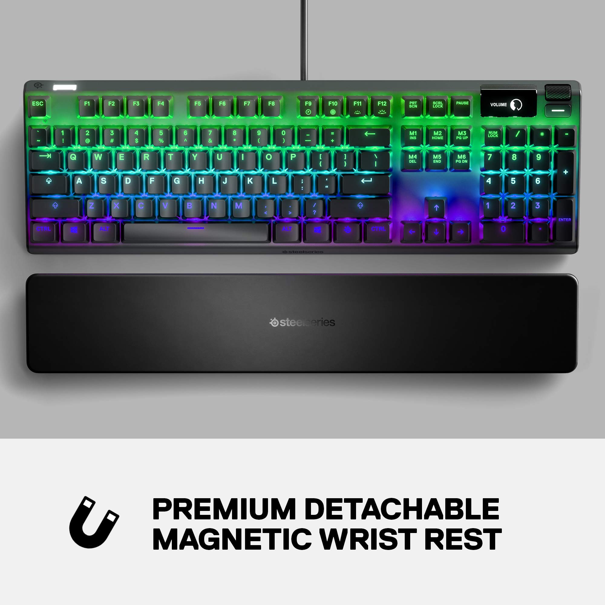 SteelSeries Apex 7 Mechanical Gaming Keyboard with OLED Smart Display - USB Passthrough & Media Controls - Tactile Quiet Brown Switch - RGB Backlit for PC, Mac, PS5, Xbox - Perfect for Gaming, Streaming & Office Work