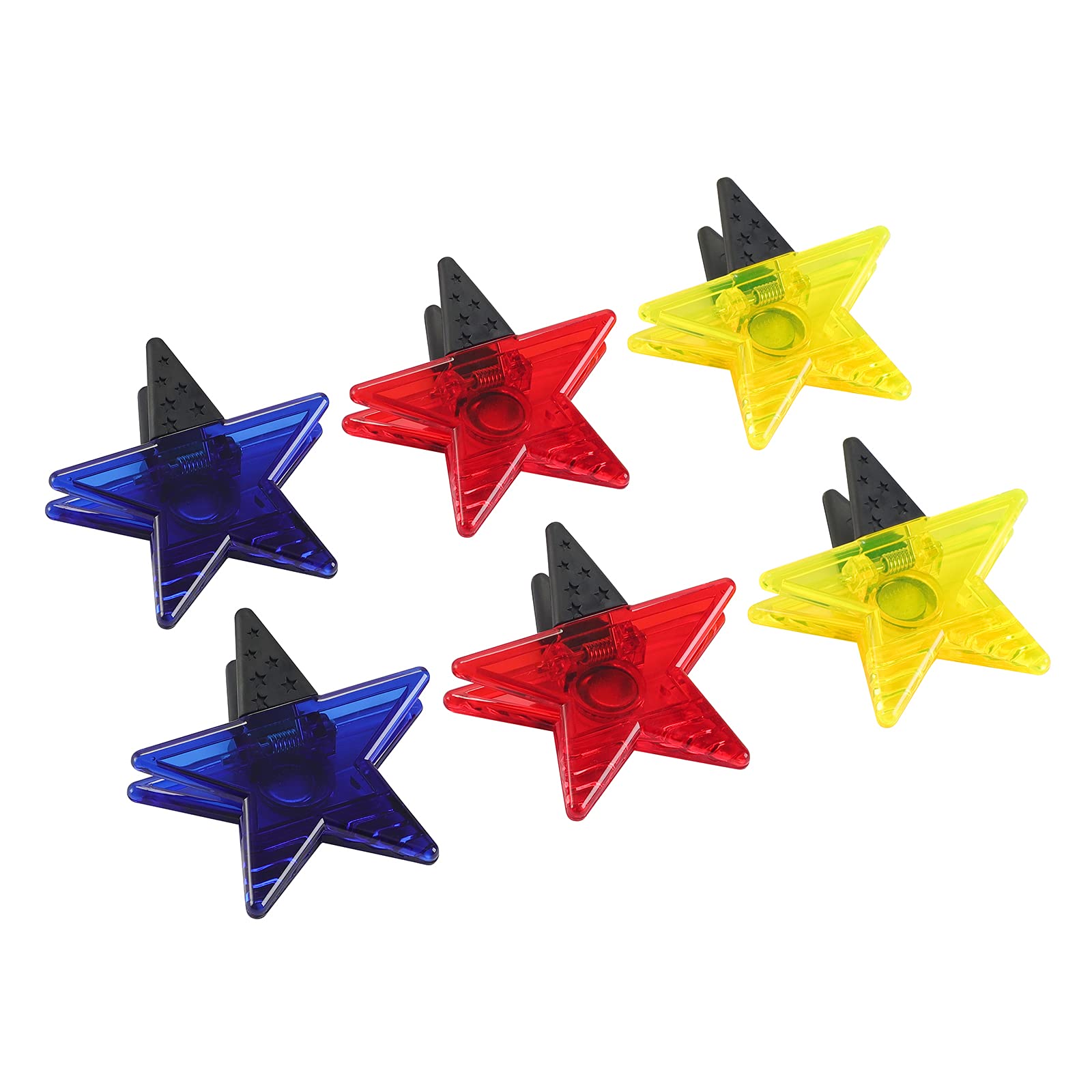 Magnetic Star Shaped Refrigerator Clips - 6 Pack Multi-Purpose Note Holders for Fridge, Office & School - Strong Magnet Paper Clips, Binder Clips, Bag Clips for Organizing Documents, Photos & Shopping Lists