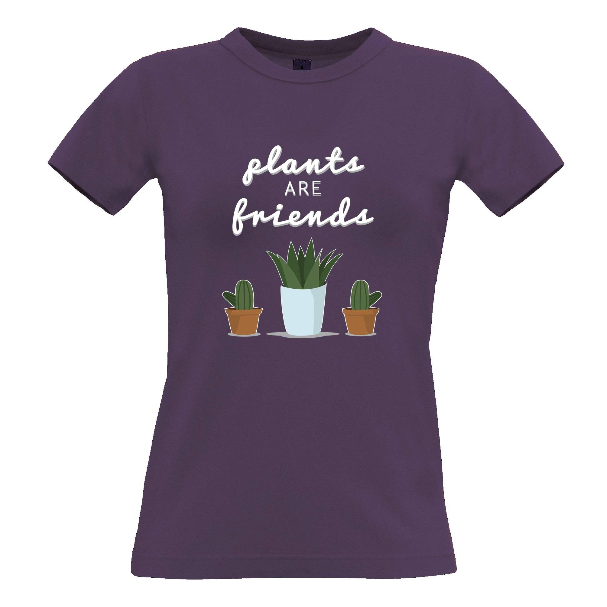 Women's Cute Gardening T-Shirt - Plants Are Friends Cactus Design - Perfect for Plant Lovers & Garden Enthusiasts