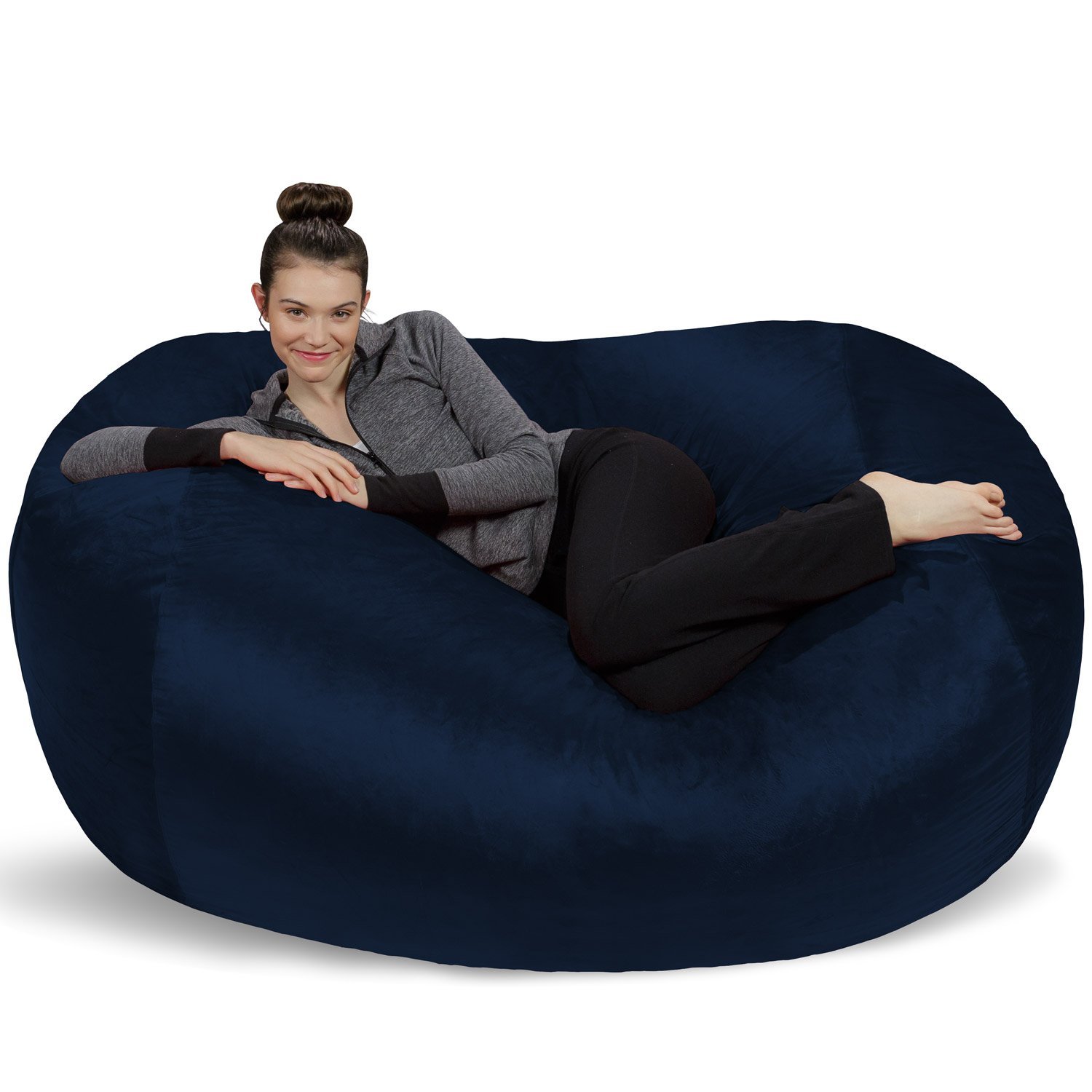 Super Soft Microsuede Bean Bag Chair - 6ft XL Memory Foam Lounger for Kids & Adults - Plush Sofa Sack for Living Room, Bedroom & Game Room - Navy Blue Comfort Furniture for Relaxing & Lounging