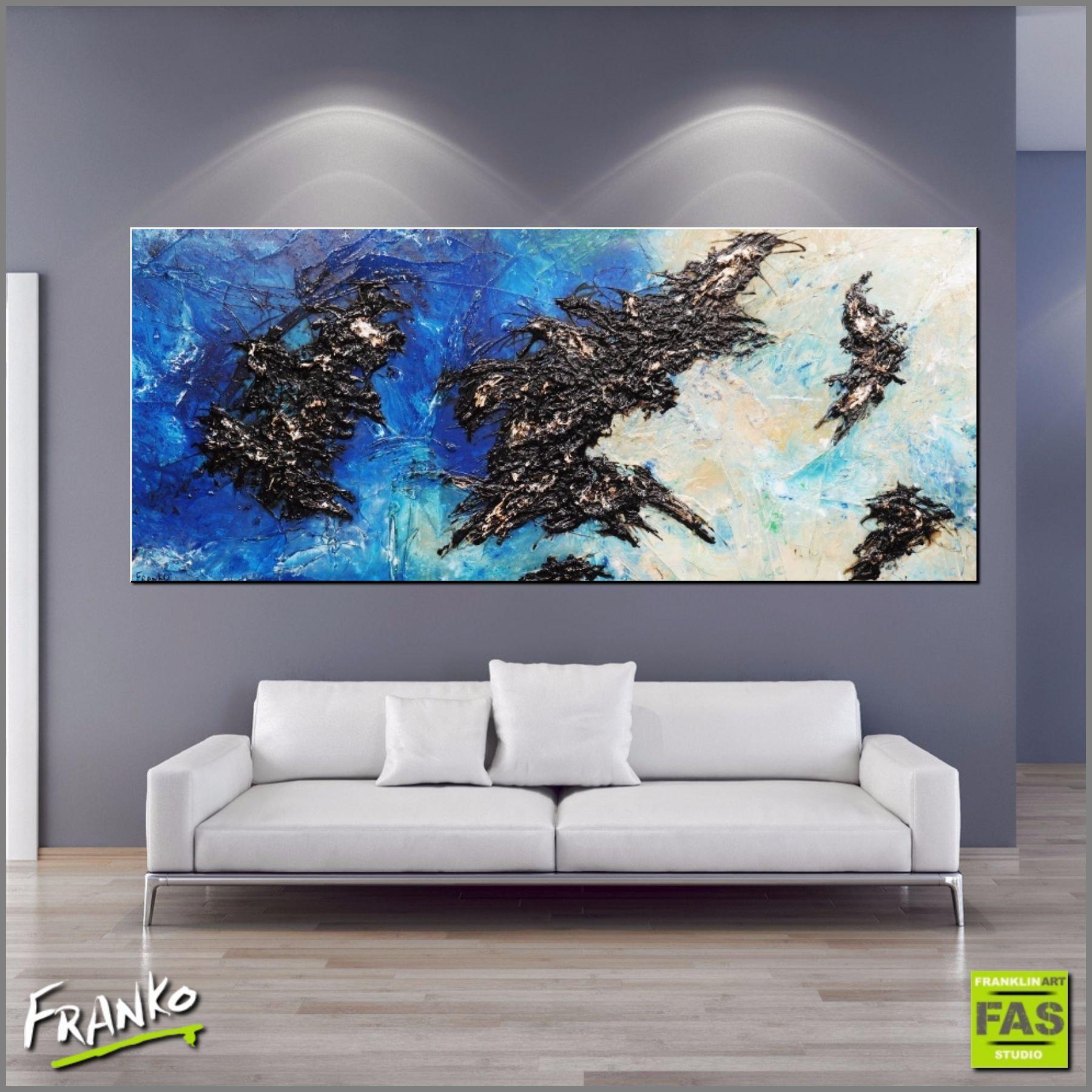 Blue Abstract Canvas Painting 240cm x 100cm - Modern Wall Art for Living Room & Office Decor - Dare To Dream Collection