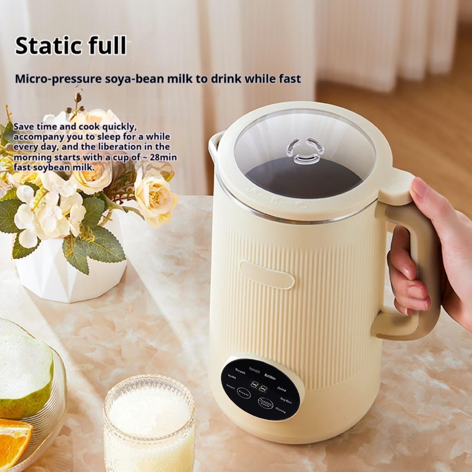 35oz Automatic Nut Milk Maker & Baby Food Processor with 10 Blades - Perfect for Almond Milk, Smoothies, Baby Food & Meal Prep (Cyan) - Ideal for Healthy Lifestyles, Vegan Diets & Busy Parents