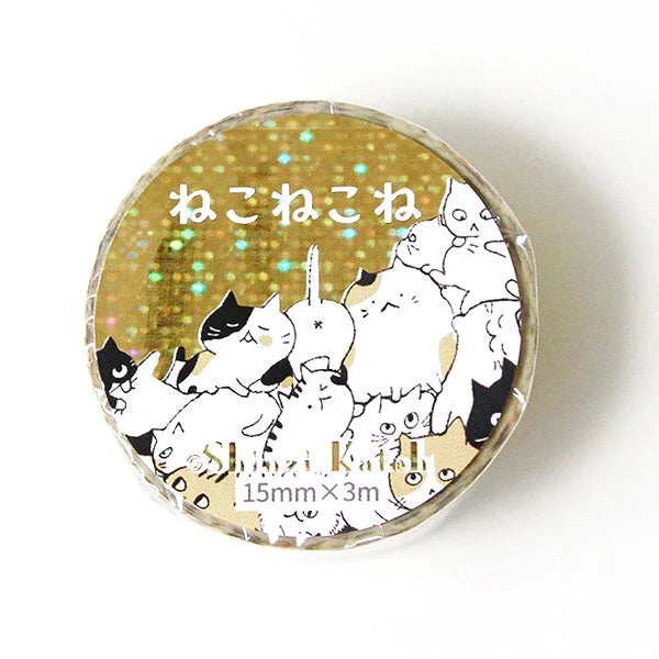 Cat Pile Nekonekone Washi Tape - Decorative Japanese Paper Tape for Scrapbooking, Journaling, DIY Crafts & Gift Wrapping