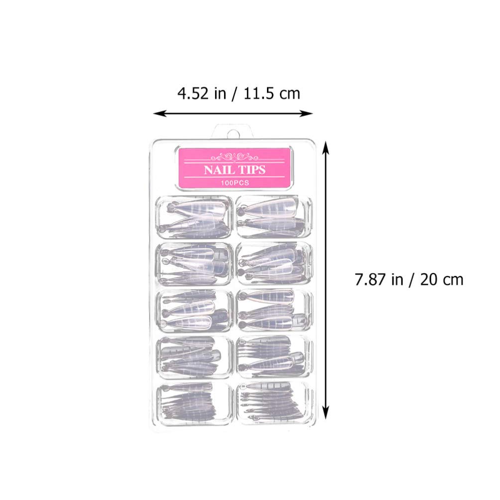 100pcs Crystal Nail Tips - Acrylic Fake Nails for Manicure & Nail Art | DIY Nail Extension Kit with Nail Beauty Plate | Perfect for Salon, Home Use & Party Glam