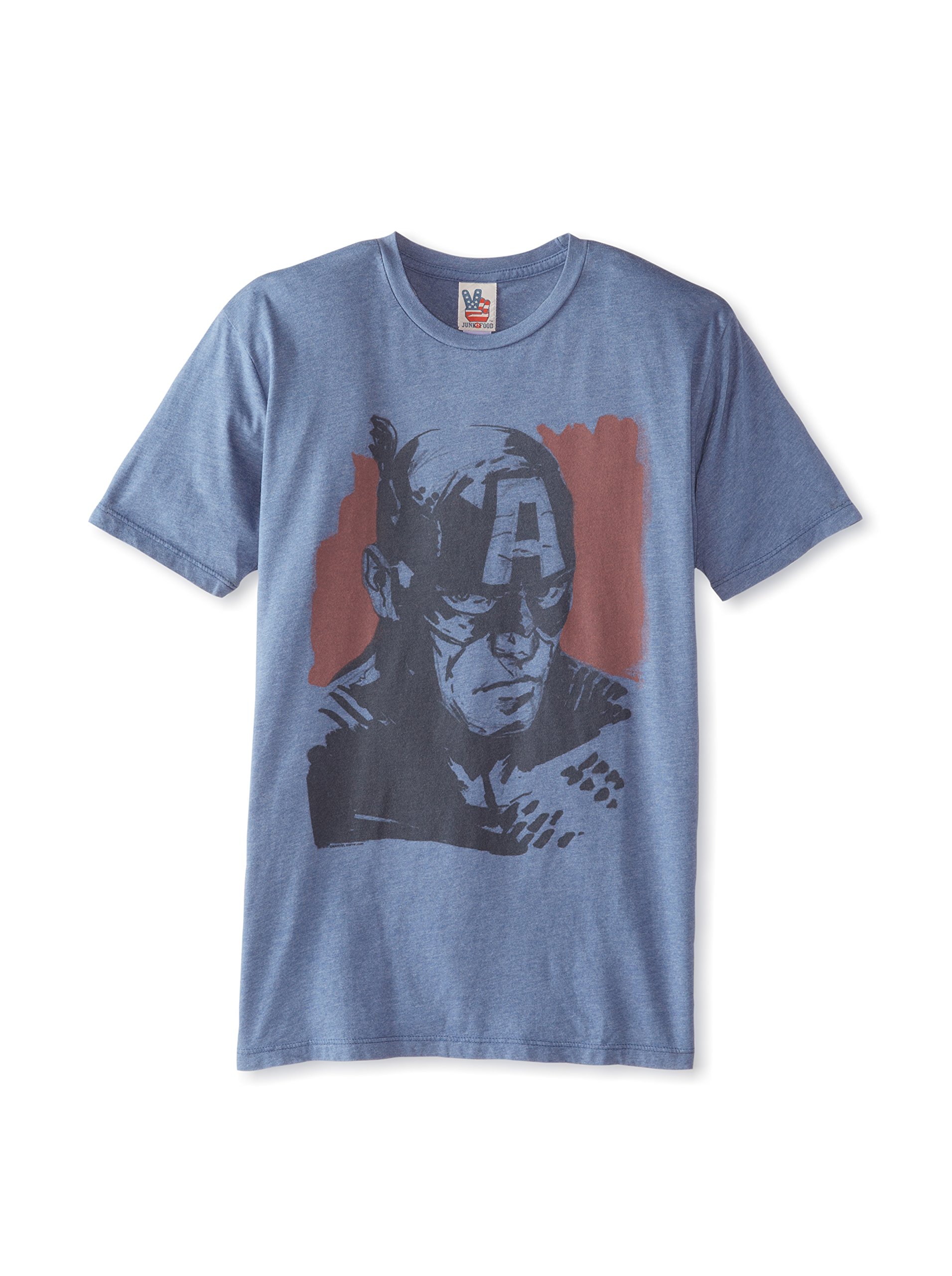 Captain America Junk Food Graphic T-Shirt for Adults - Cool Superhero Slate Tee for Casual Wear, Cosplay & Marvel Fan Gifts