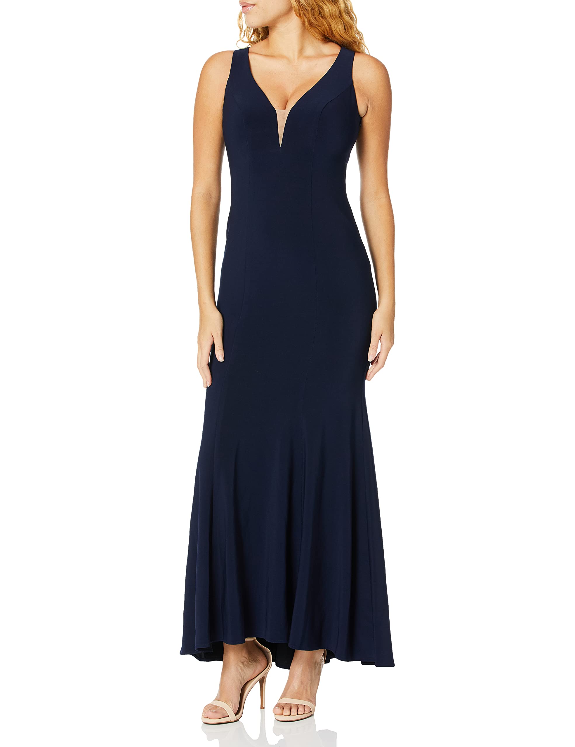Xscape Women's Open Back Long Dress - Elegant Flowy Maxi Dress for Evening Parties, Weddings & Special Occasions