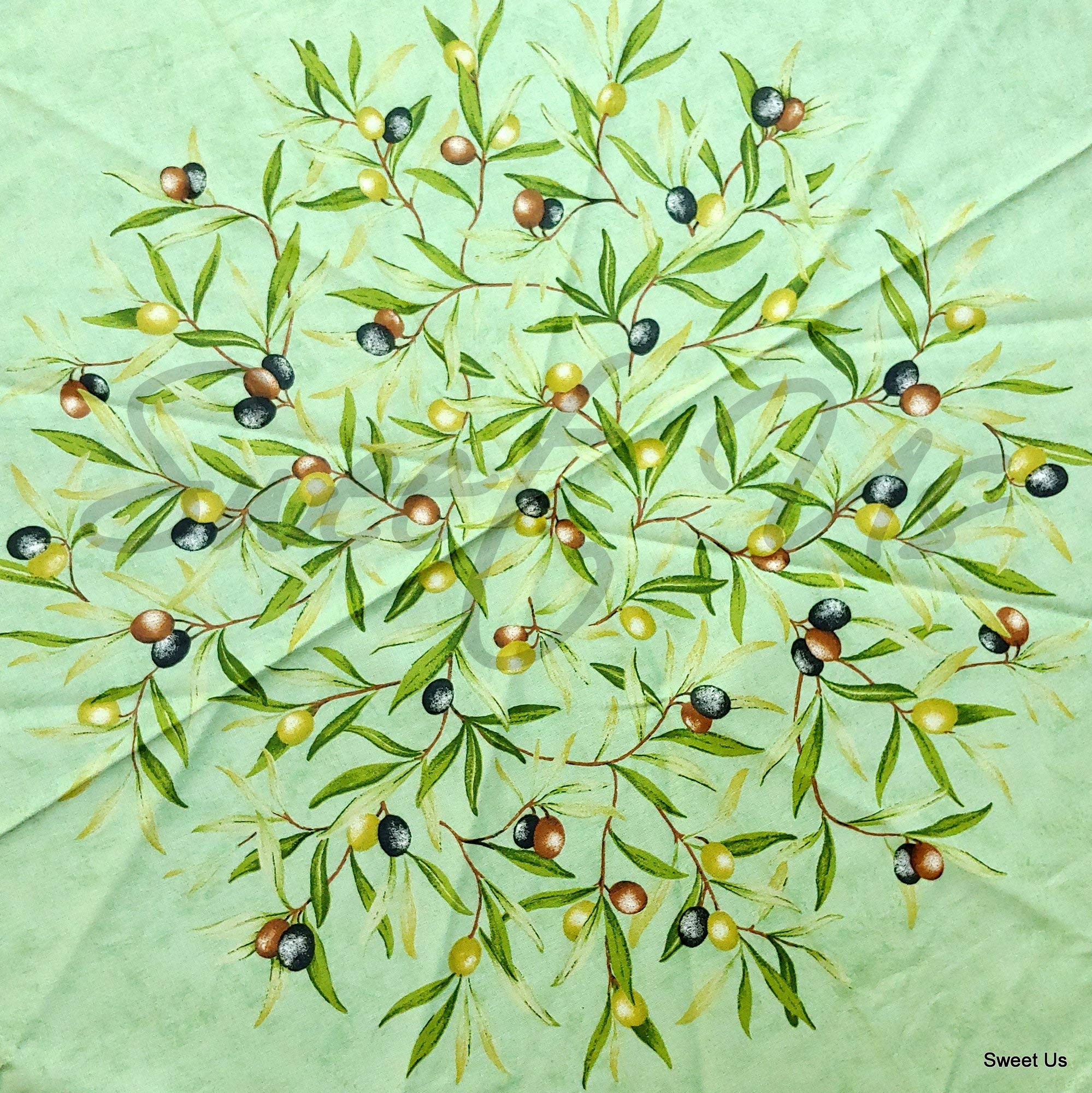 La Cigale Oliviere Spill-Resistant Wipeable Tablecloth - Acrylic Coated Floral Cotton French Provencal Design for Round Tables (71-inch, Green) | Perfect for Indoor Dining & Outdoor Picnics