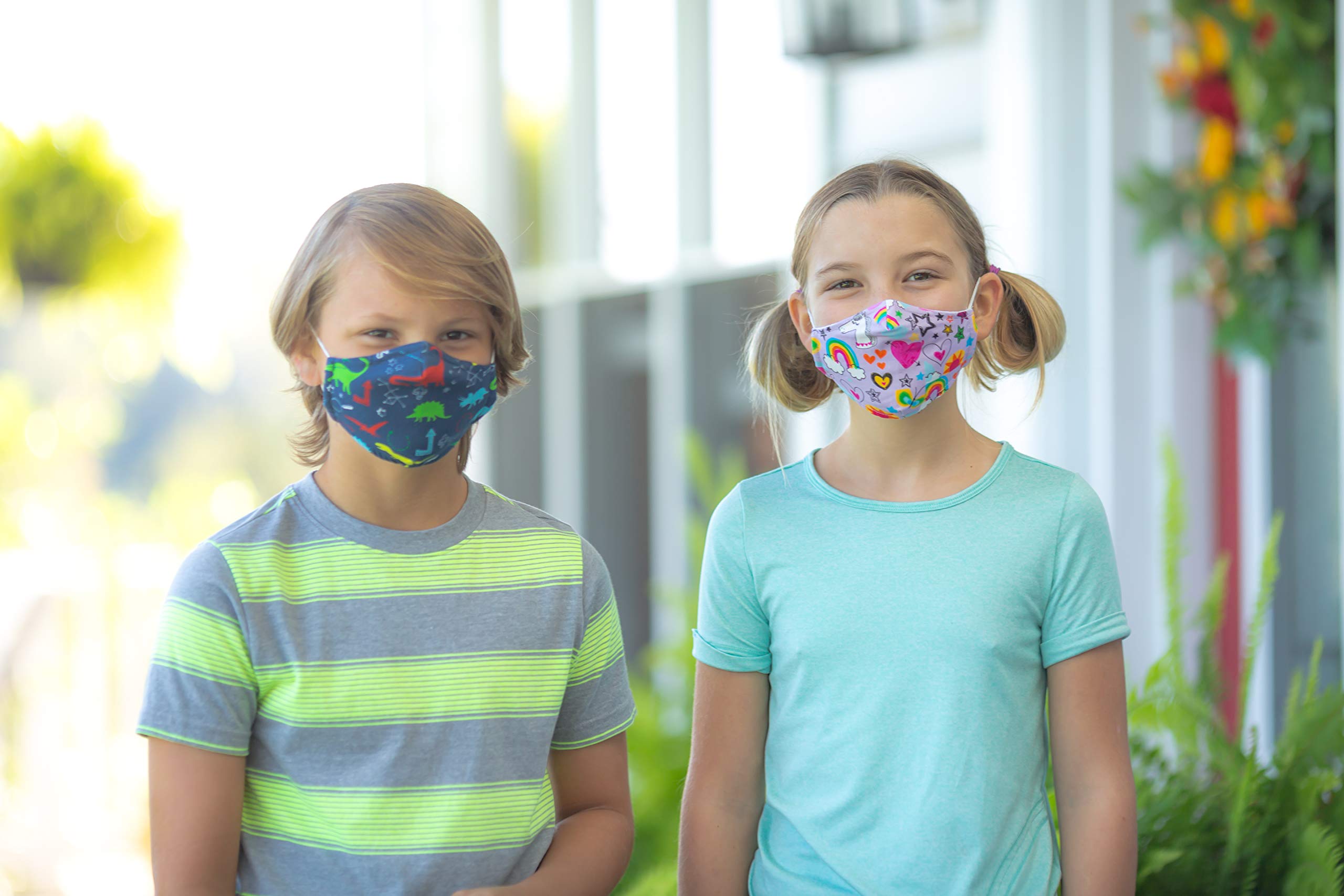 Kids Dinosaur Face Masks - 4 Pack Reusable Cotton Masks for School & Play
