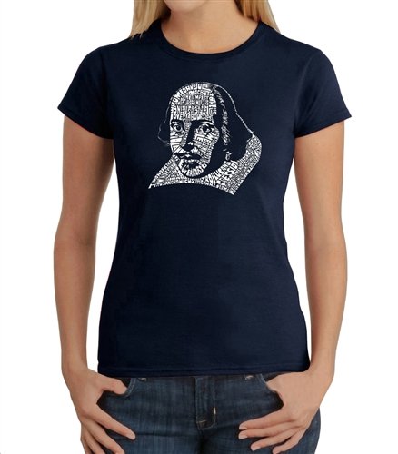 Women's Shakespeare Comedies & Tragedies Graphic T-Shirt - Navy Blue X-Large - Casual Wear, Theater Costume, Book Lover Gift