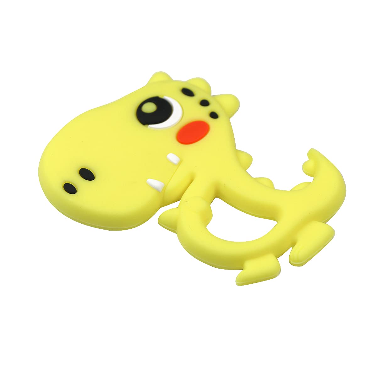 BPA-Free Silicone Baby Teether Toy - Dinosaur Shaped Chew Toy for Teething Babies 6-12 Months | Soft Gum Massager for Sore Gums & Tooth Pain Relief | Safe Pacifier Alternative for Infants | Perfect for Home, Travel & Daycare (Yellow)