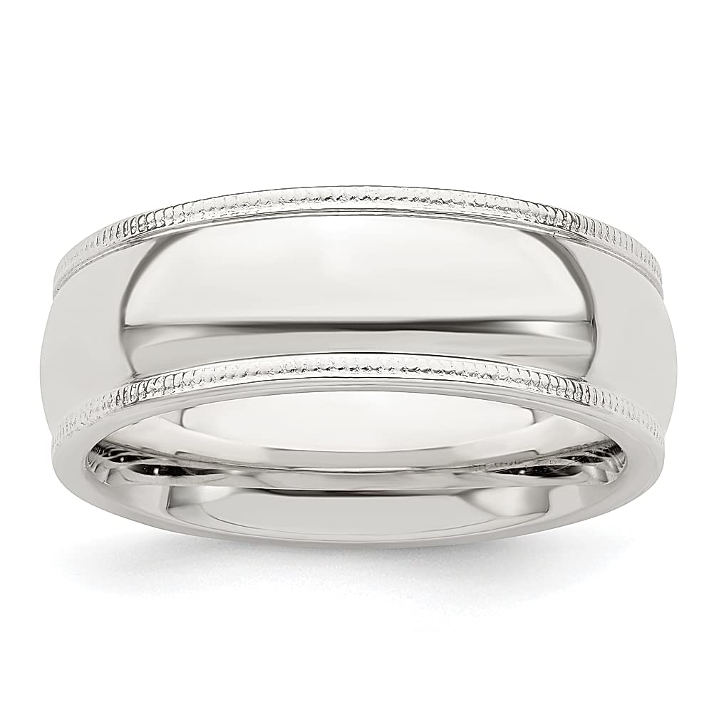 925 Sterling Silver 7mm Comfort Fit Half Round Milgrain Wedding Band Ring - Size 12.5 Classic Fine Jewelry for Women - Perfect Gift for Her, Anniversary, Engagement & Everyday Wear