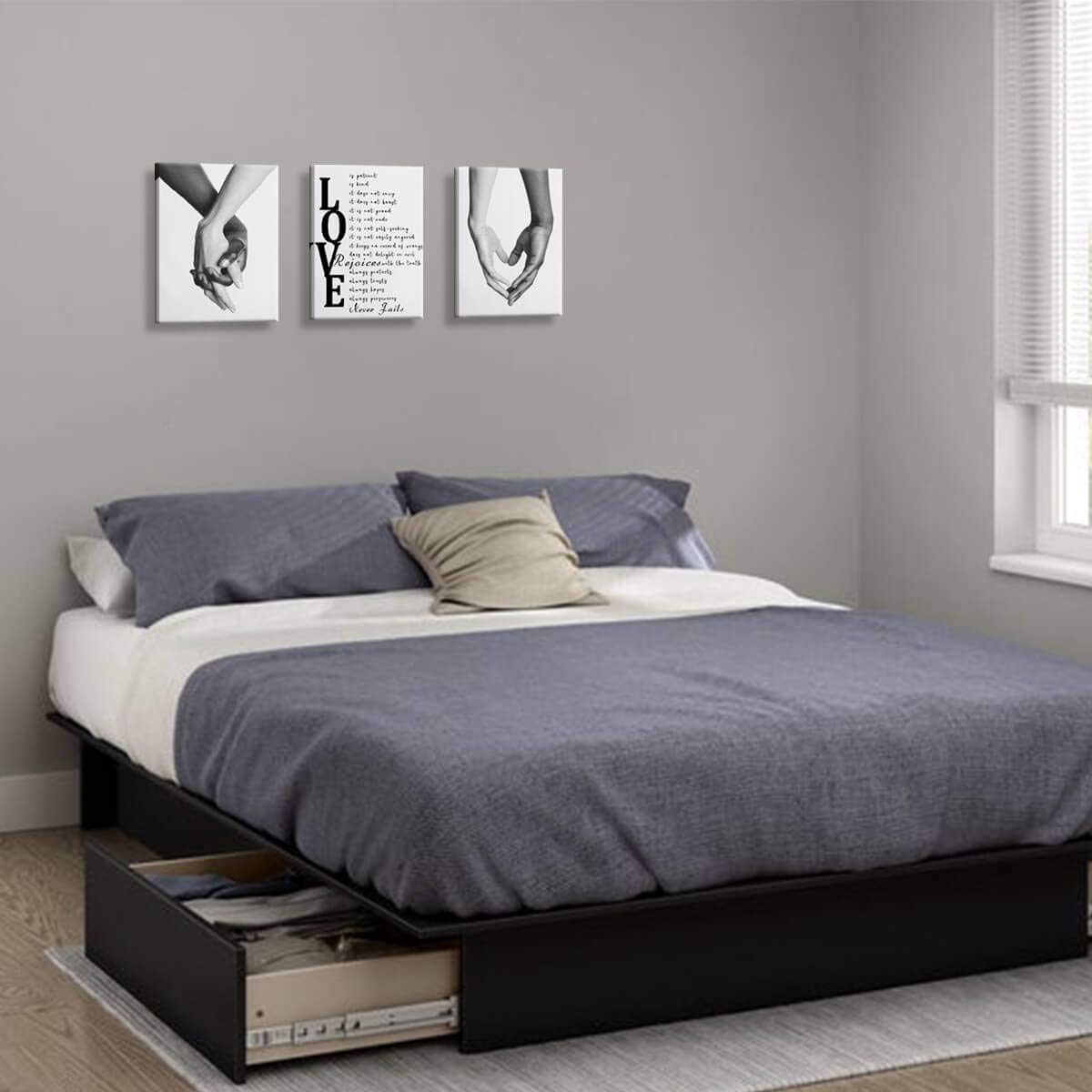 Black and White Canvas Wall Art Set - 3 Piece 12x16 Inch Modern Abstract Paintings for Bedroom & Living Room Decor - Perfect for Couples Home Wall Decor, Housewarming Gift & Apartment Aesthetic