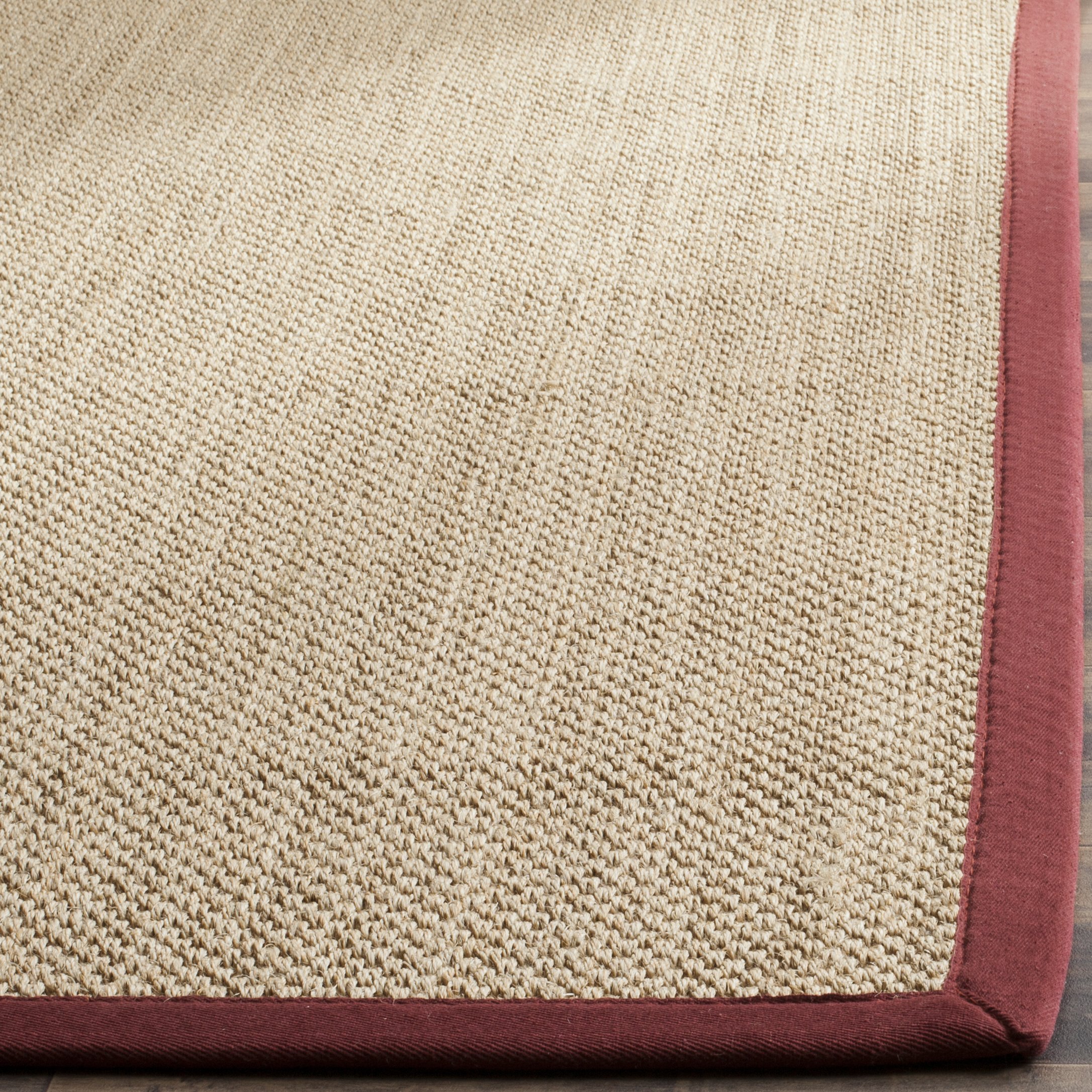 SAFAVIEH Natural Fiber Collection Area Rug - 9' x 12', Maize & Burgundy, Border Sisal Design, Easy Care, Durable Floor Covering for High Traffic Areas - Perfect for Living Room, Bedroom, Office & Entryway (NF141D)
