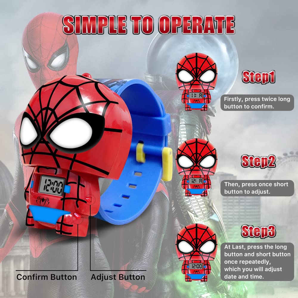 Superhero Kids Digital Watch - Waterproof Plastic Toy Watch for Boys & Girls, Birthday Christmas Easter Gifts - Perfect for School, Playtime & Outdoor Activities