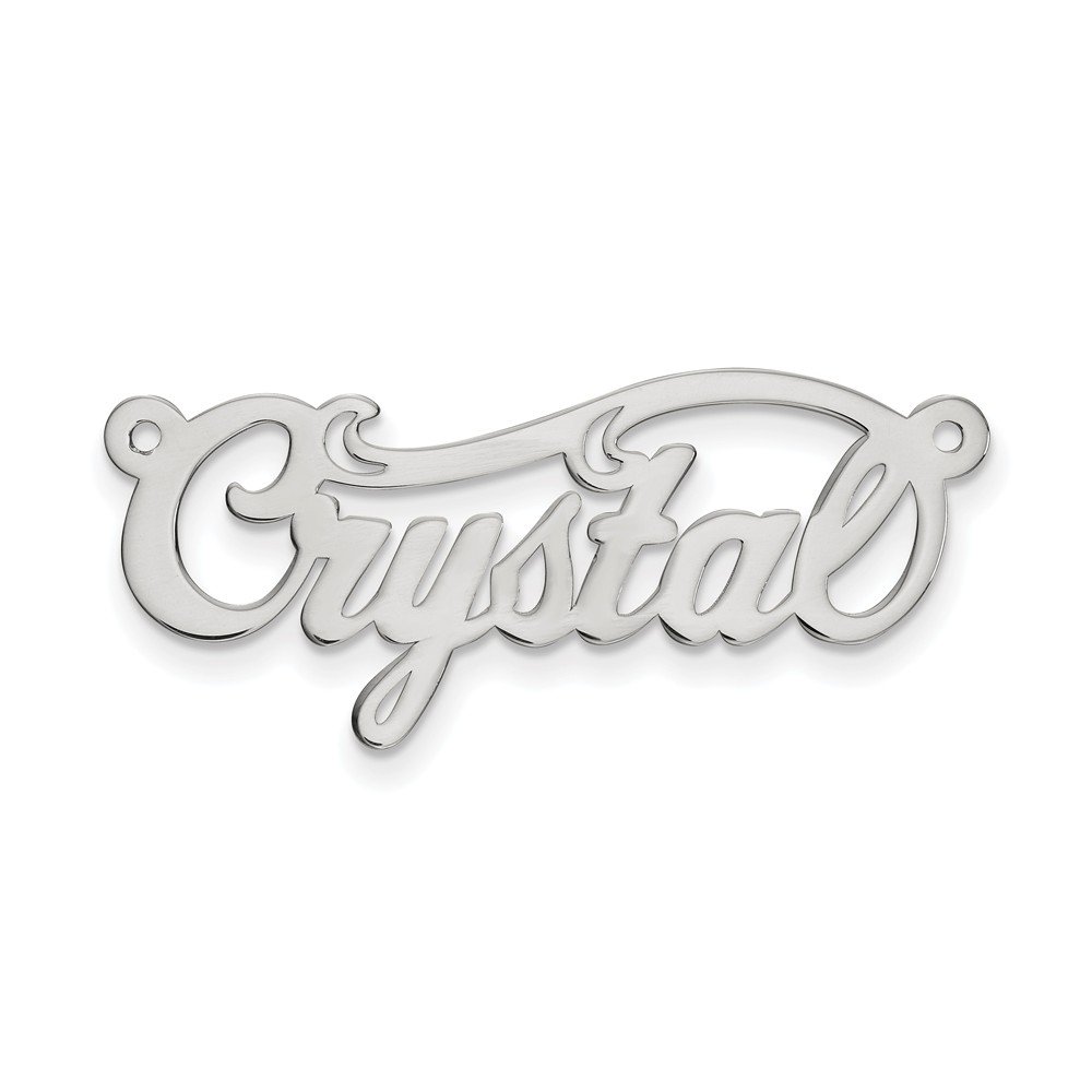 14k Solid White Gold Name Plate Pendant Charm - 0.013 Gauge Thin Personalized Jewelry for Necklace, Bracelet & Gift Giving