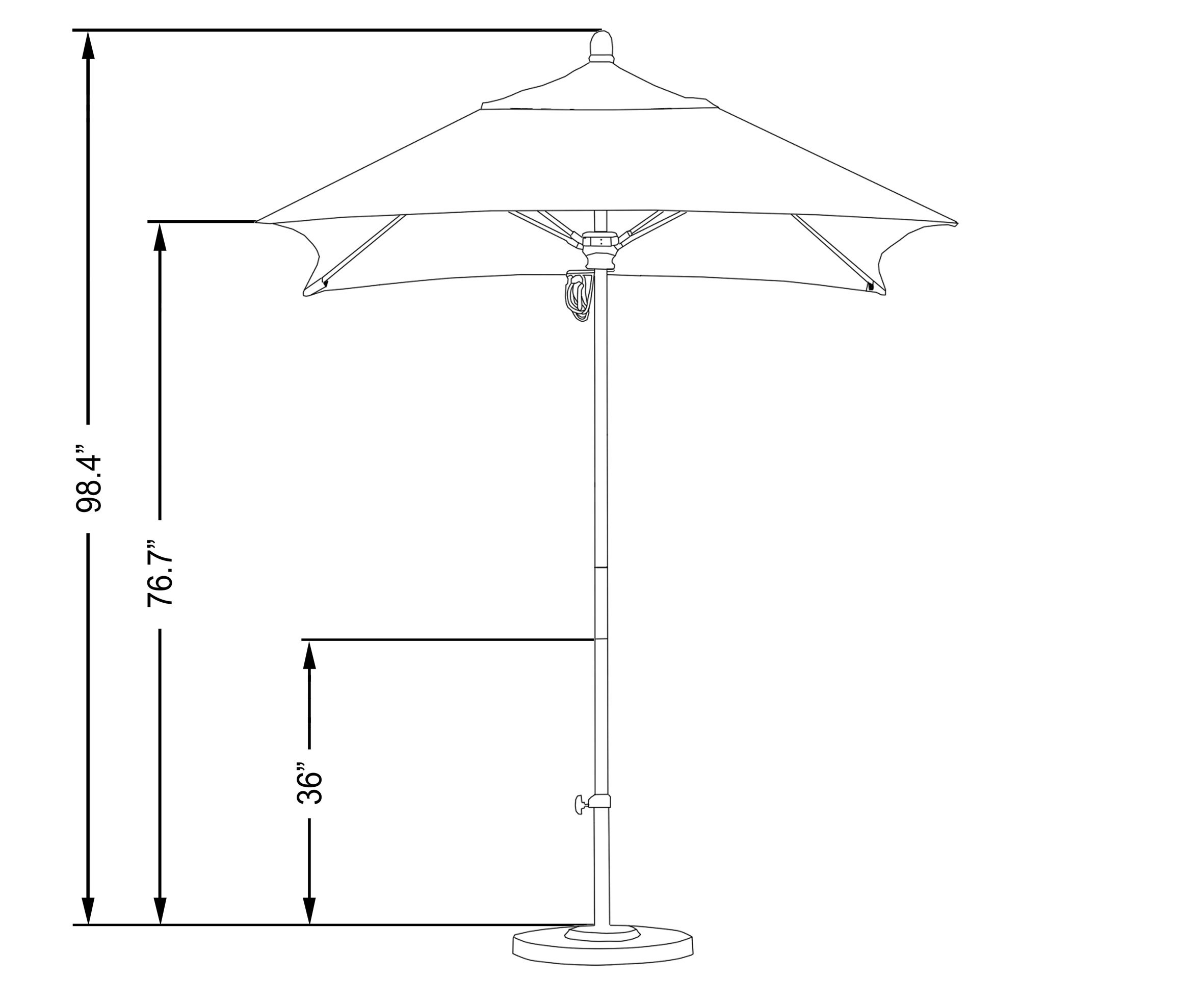 6' Square Hardwood Pole Fiberglass Rib Market Umbrella with Stainless Steel Hardware & Pulley Lift - Sunbrella Jockey Red Fabric - Perfect for Patio, Garden, Poolside & Outdoor Dining Areas