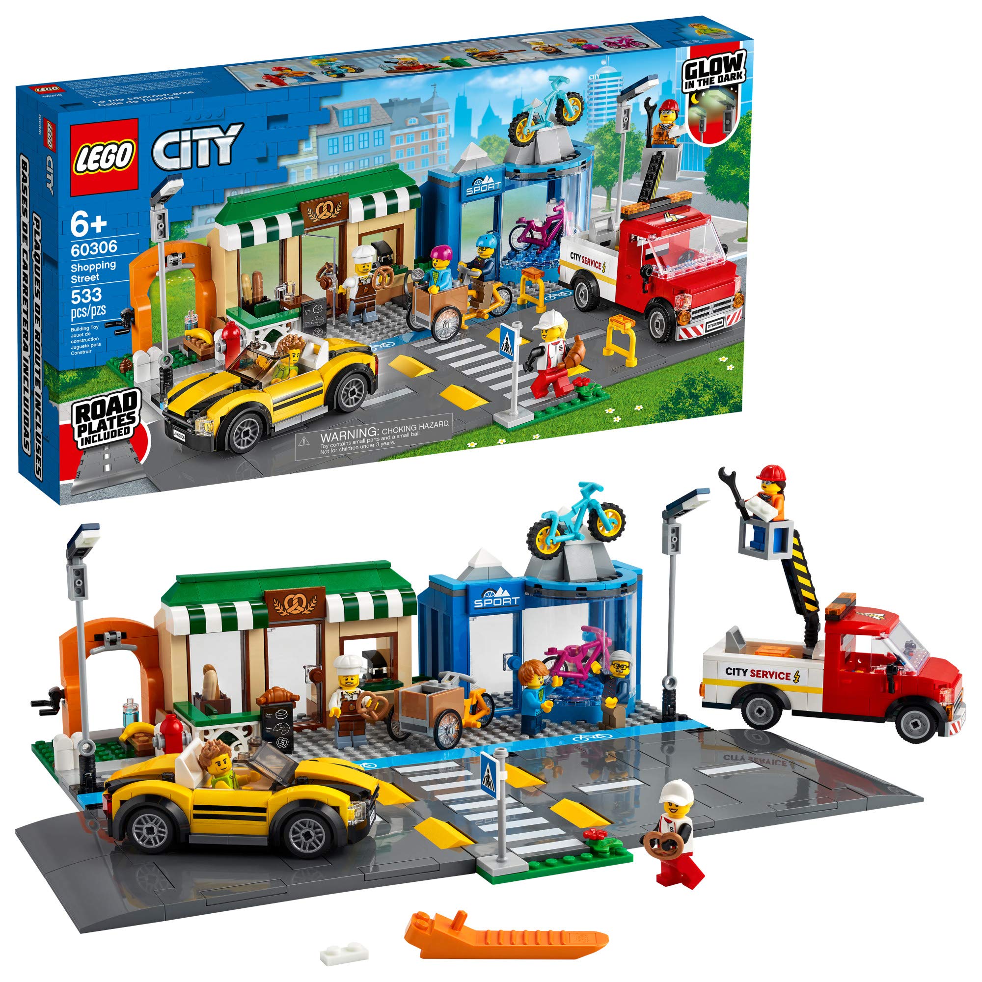 LEGO City Shopping Street 60306 Building Kit - 533 Piece Creative Construction Toy for Kids Ages 6+ | New 2021 Model | STEM Learning & Imaginative Play | Perfect for Birthday Gifts & Family Bonding Activities