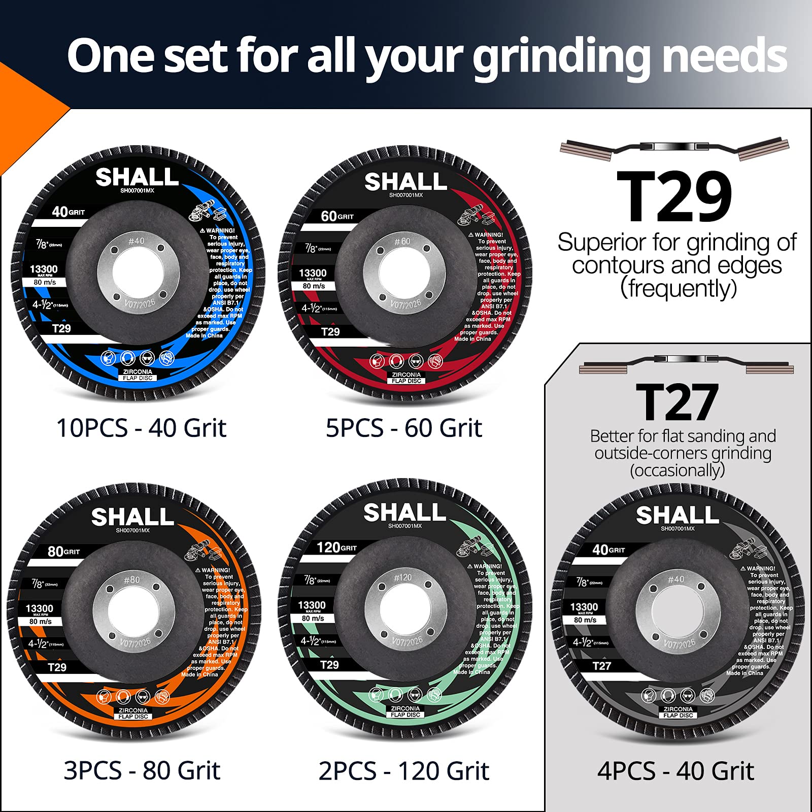 SHALL 24-Pack Flap Discs 4-1/2