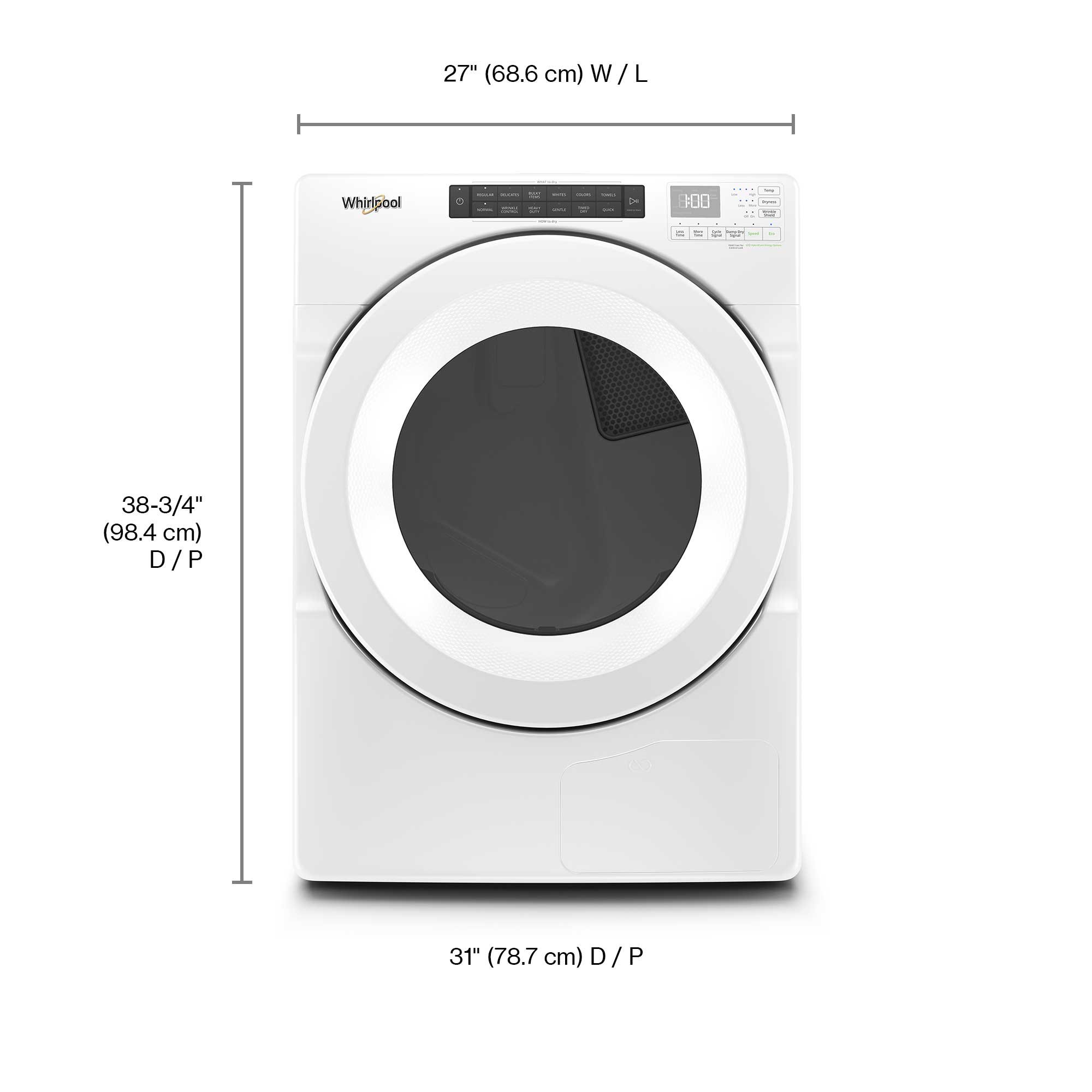Whirlpool YWHD560CHW 7.4 Cu.Ft. White Heat Pump Dryer - Energy Efficient Laundry Solution for Home & Apartment Use