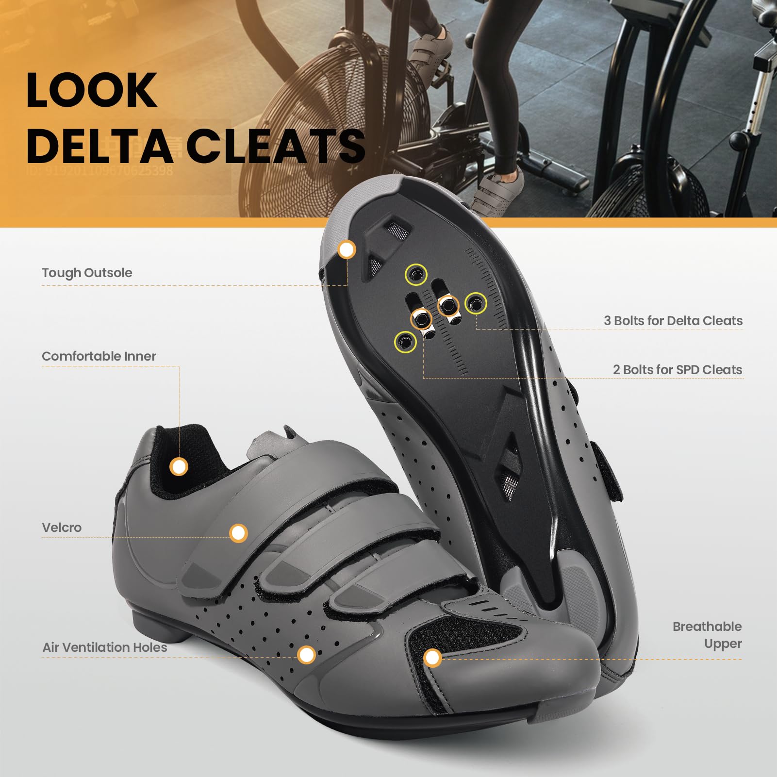 Men's & Women's SPD & Delta Compatible Cycling Shoes for Peloton Bikes - Indoor/Outdoor Spin & Road Bike Shoes with 3-Bolt Cleats - Perfect for Gym, Studio & Outdoor Cycling Workouts
