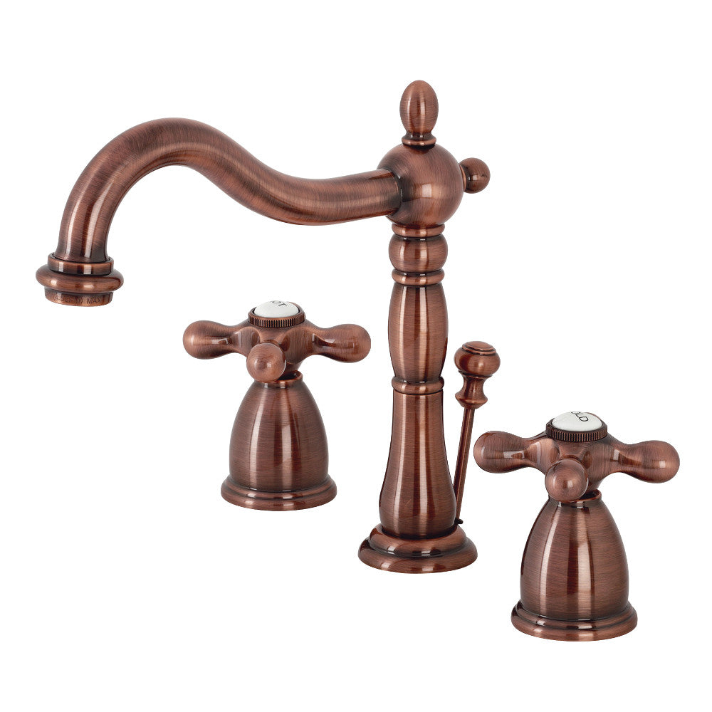 Kingston Brass KB1970AX Heritage Widespread Bathroom Faucet with Brass Pop Up - Elegant Vintage Style for Modern Bathrooms | Perfect for Master Bath, Guest Bath & Powder Room Renovations