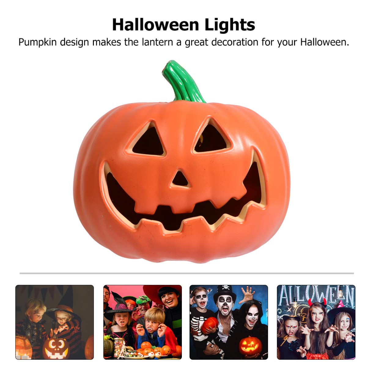 Halloween Pumpkin Light Jack-O-Lantern Figurine - Battery Operated LED Lights Lamp for Party, Home, Table, Desk & Outdoor Decor (Orange) - Perfect for Halloween Parties, Porch Displays & Spooky Nighttime Decorations