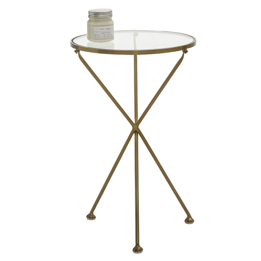 Wrought Iron Round Coffee Table with Tempered Glass Top - Side Table for Living Room, Bedroom, Balcony & Hotel - Perfect for Snacks, Drinks & Home Decor